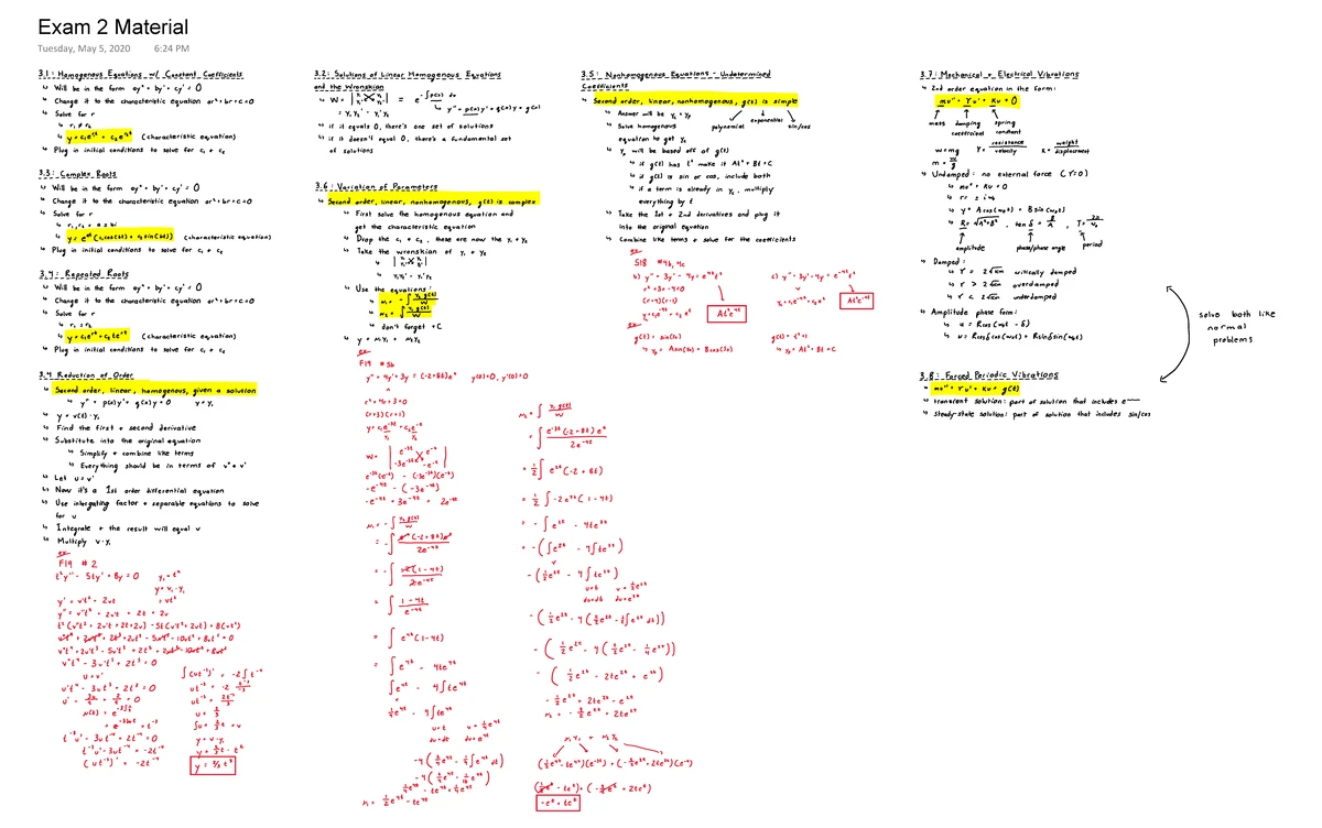 MATH 222H Final Exam Review: Differential Equations & Series Solutions ...