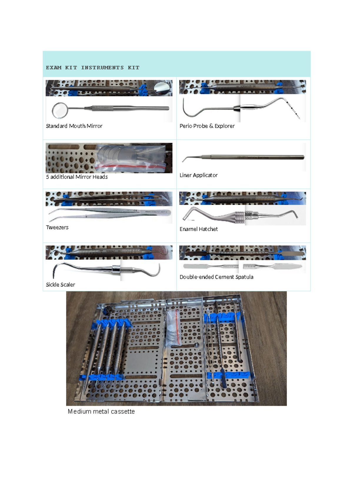 Griffith Dental Year 2 Final Exam Instruments and Kits Overview - Studocu