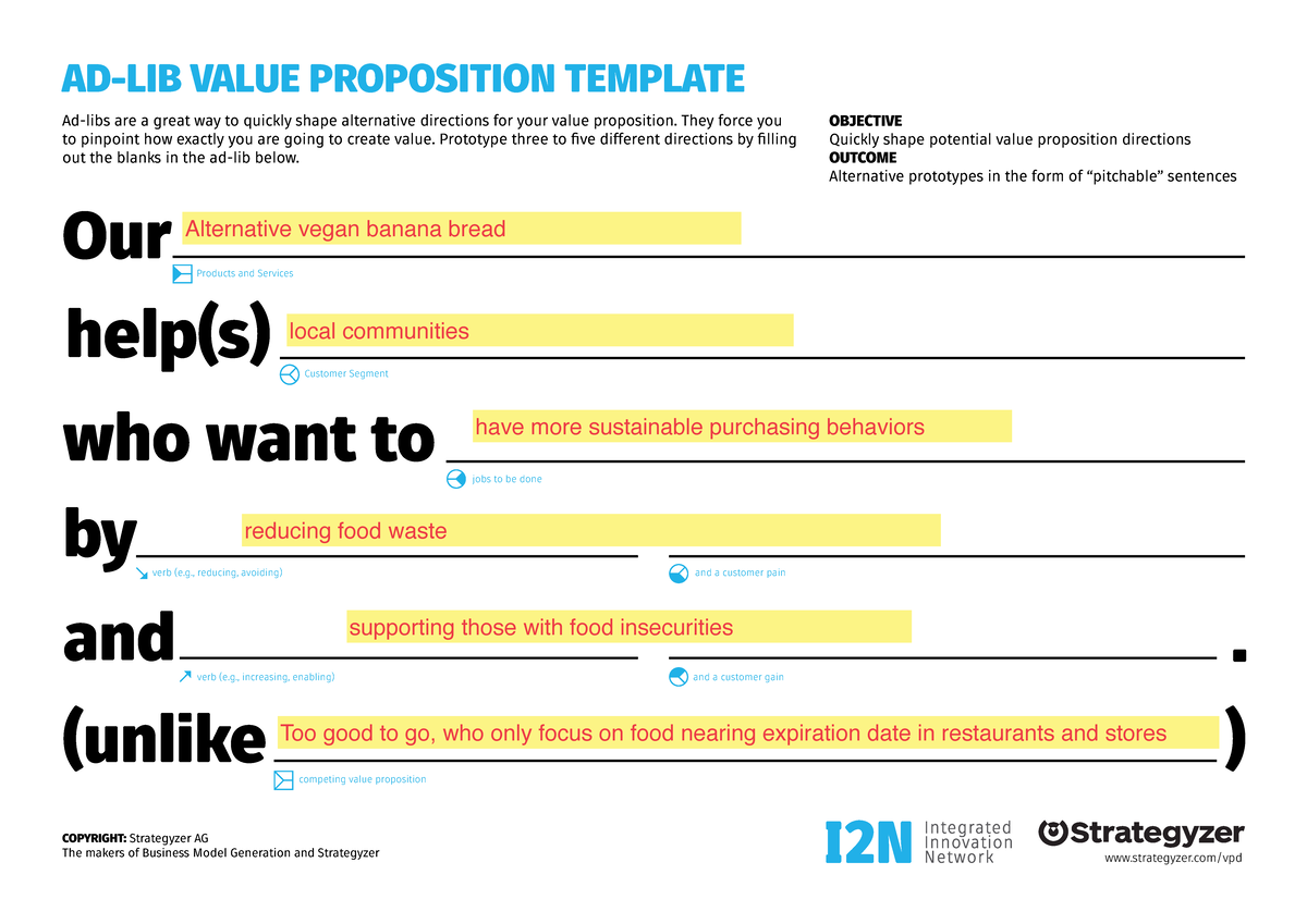 Ad-Lib Value Proposition Template - Fill Out for Prototyping - Studeersnel