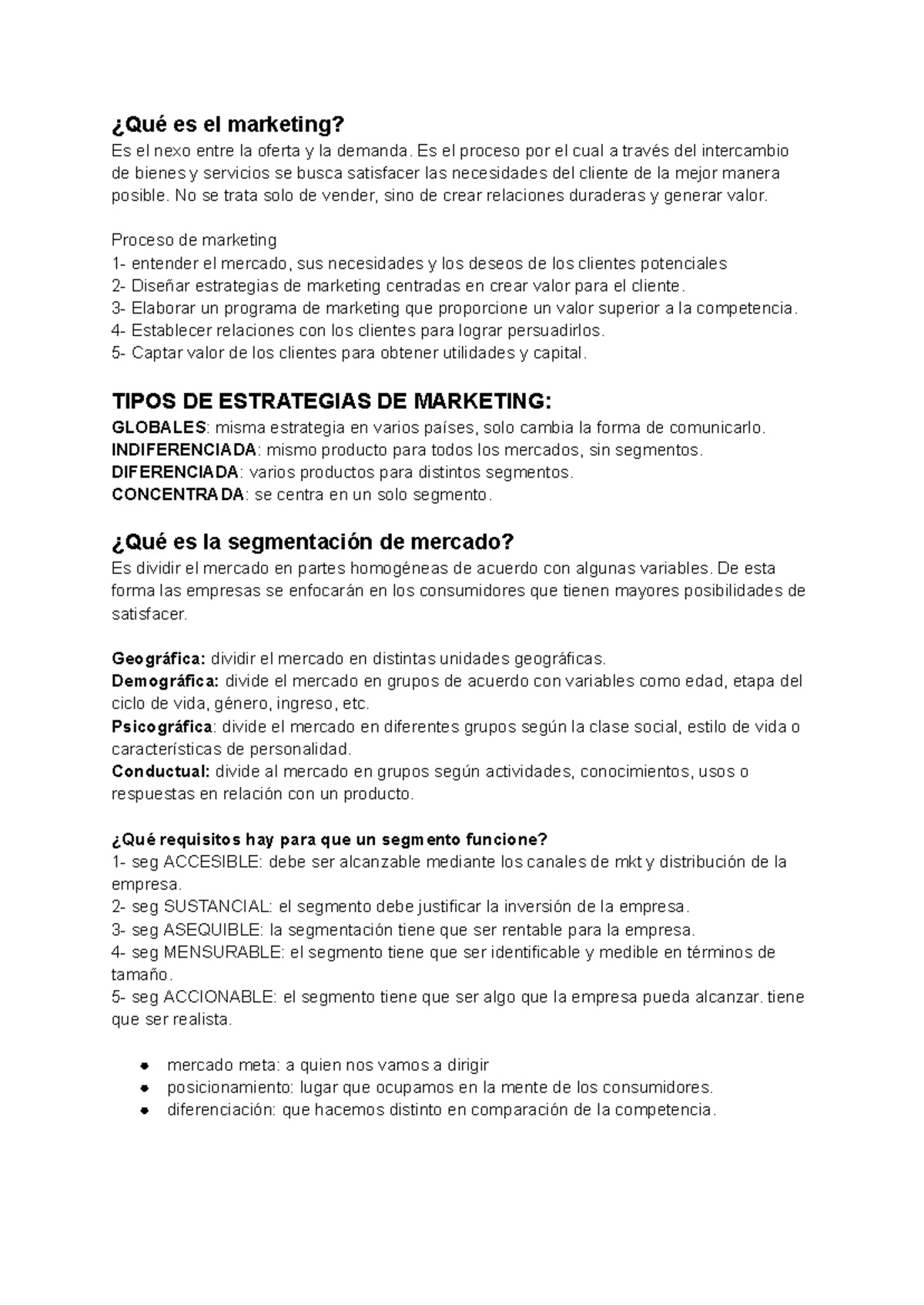 Estrategias de Marketing y Segmentación - Primer Parcial MKT101 - Studocu