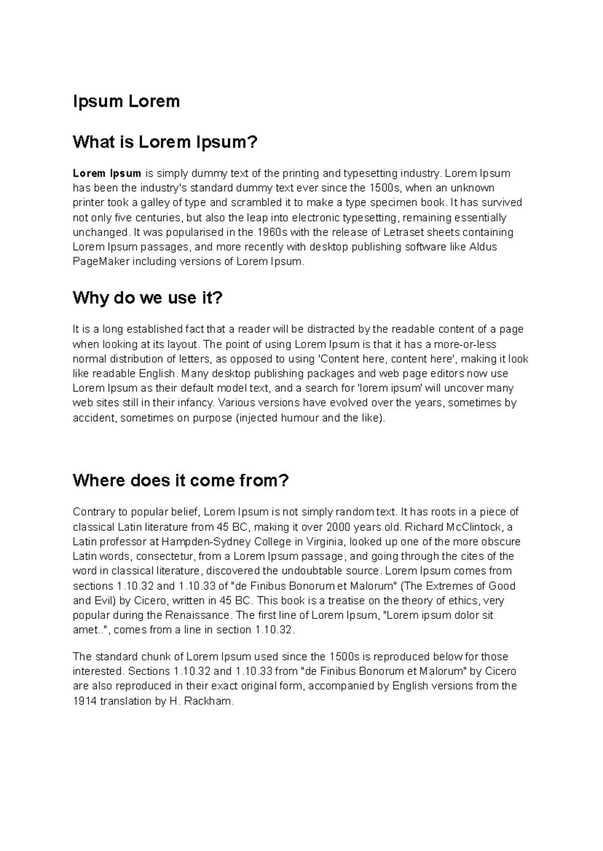 Understanding Lorem Ipsum: History and Usage - Studocu