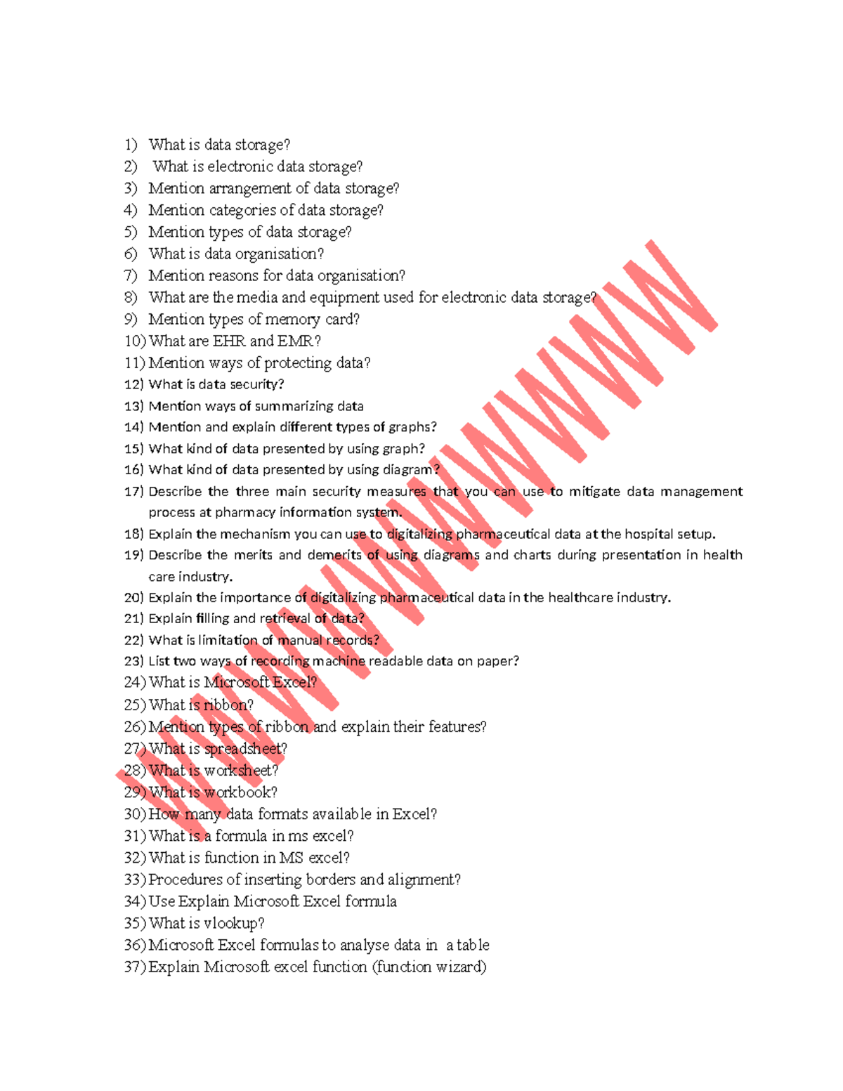 HMIS 101: Comprehensive Questions on Data Storage & Management - Studocu