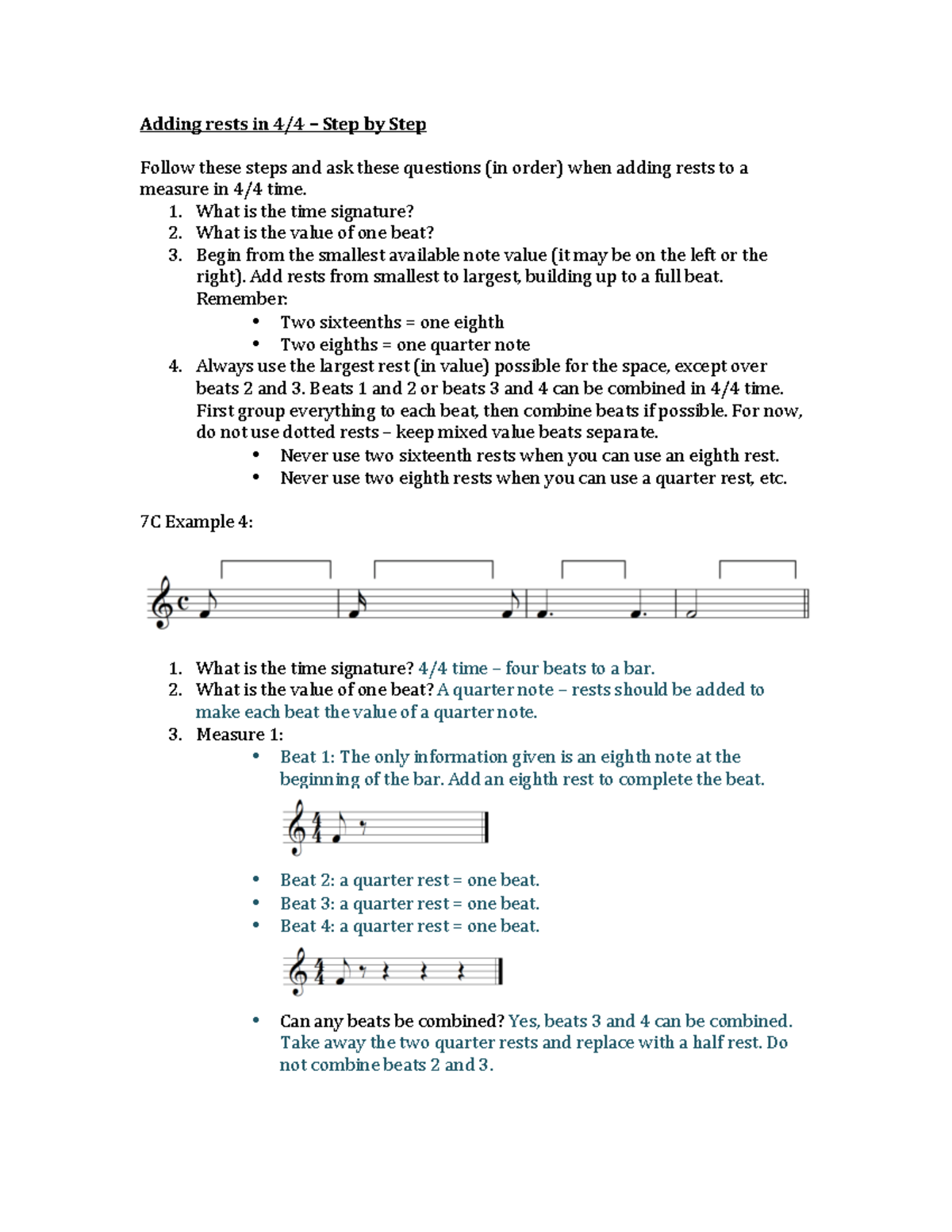 Adding Rests in 4/4 Time Signature: A Step-By-Step Guide - Studocu