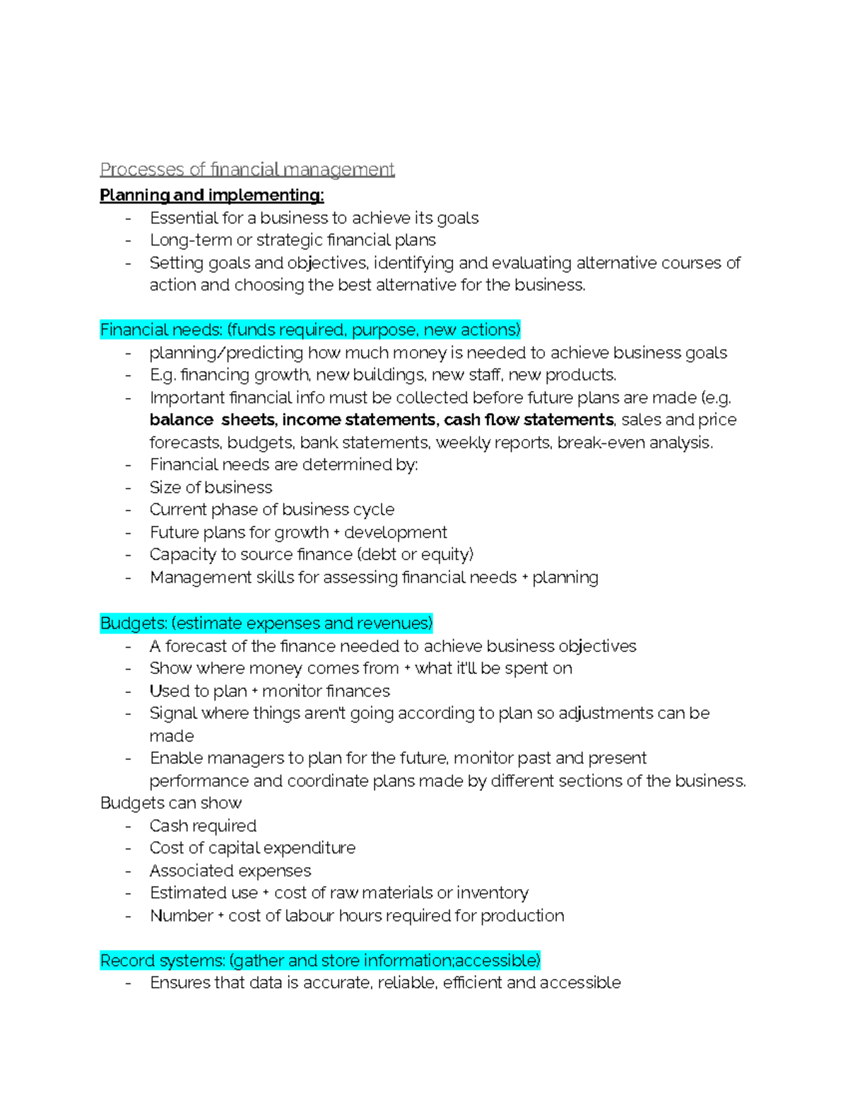 Financial Management Processes: Planning, Budgeting, and Risk Control ...