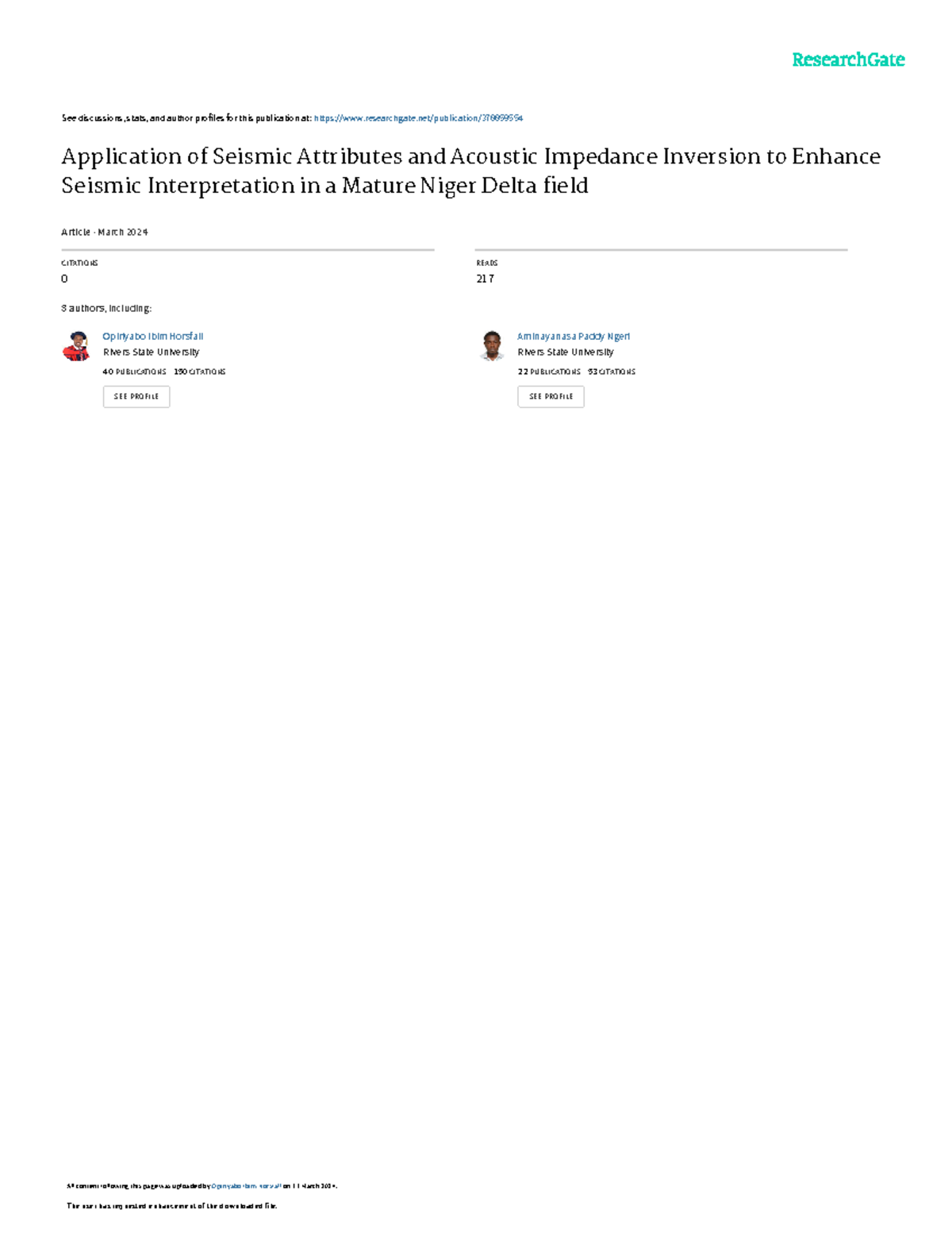 Application of seismic attributes and acoustic impedance inversion to ...