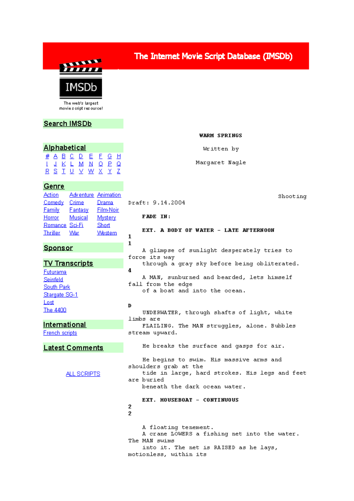 The Internet Movie Script Database (IMSDb): Your Ultimate Script ...