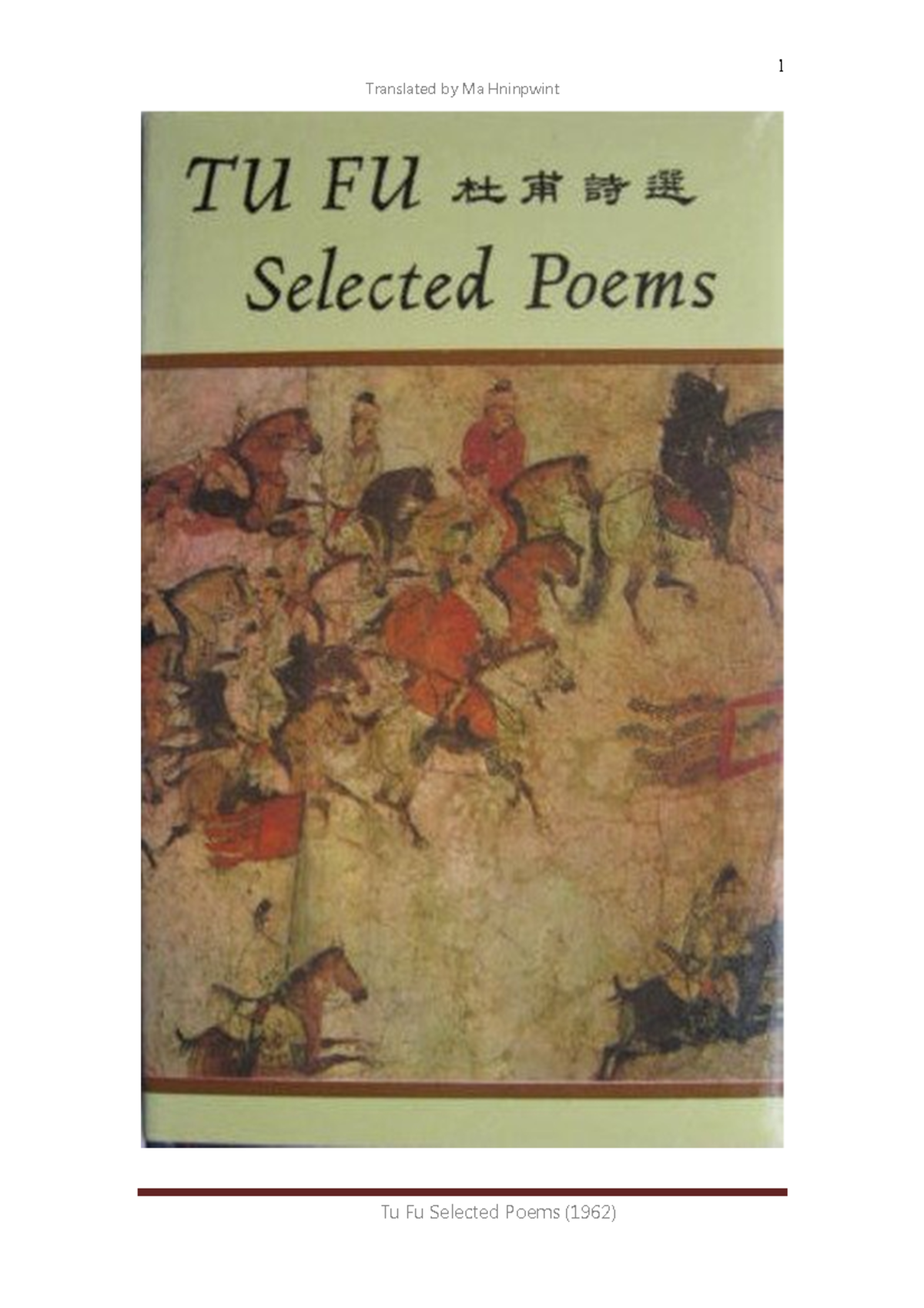 Tu Fu's Poetry: A Journey Through Tang Dynasty's Struggles - Studocu