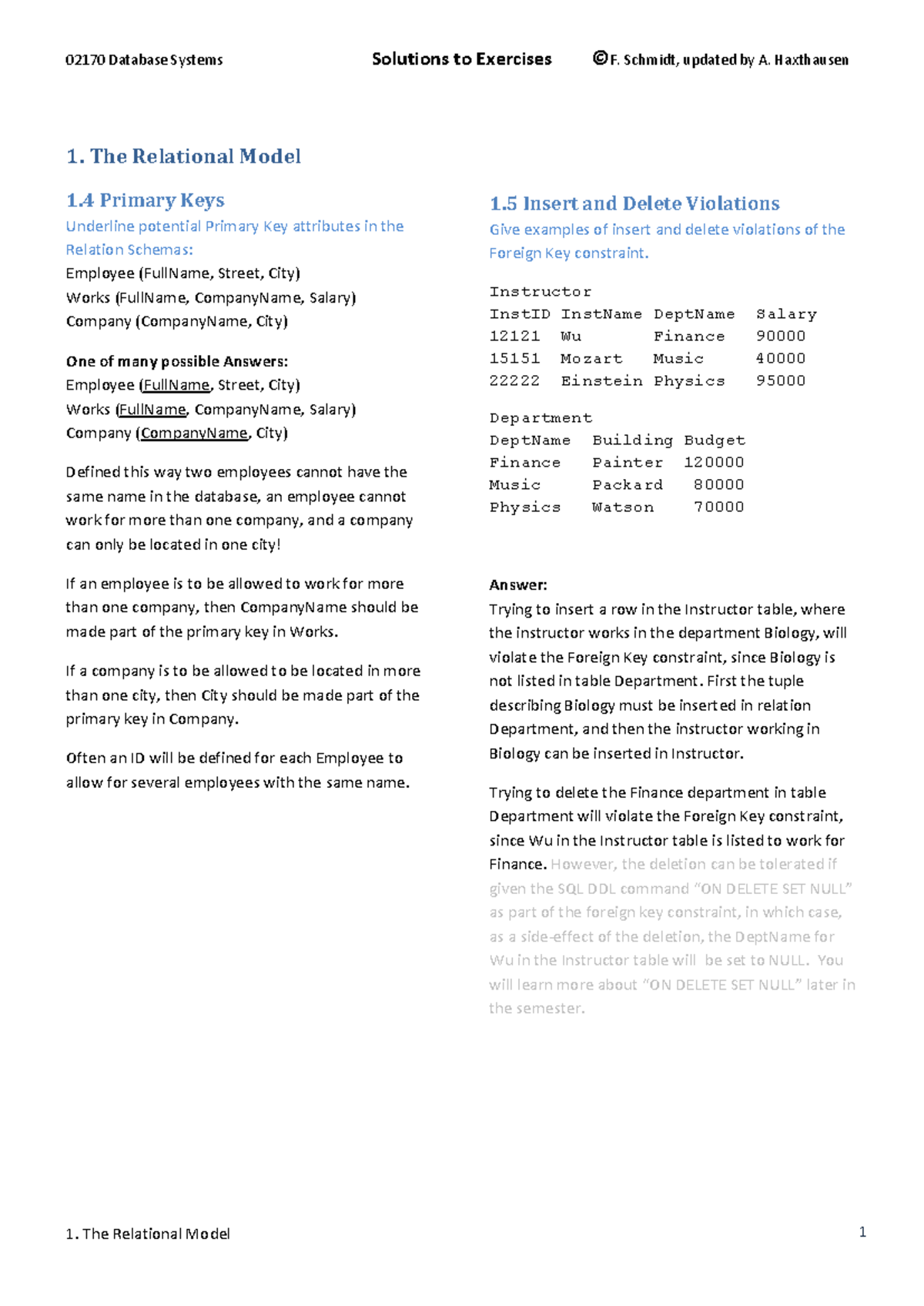 02170 Database Systems - Solutions to Exercises on Relational Model ...