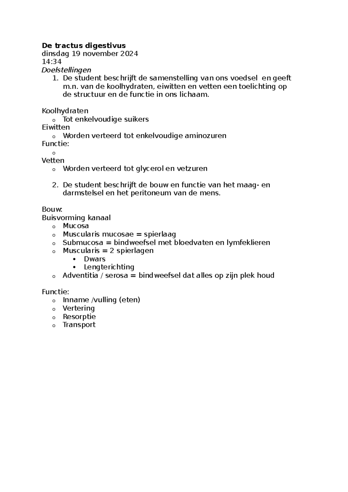 De tractus digestivus: Opbouw en Functies van het ...