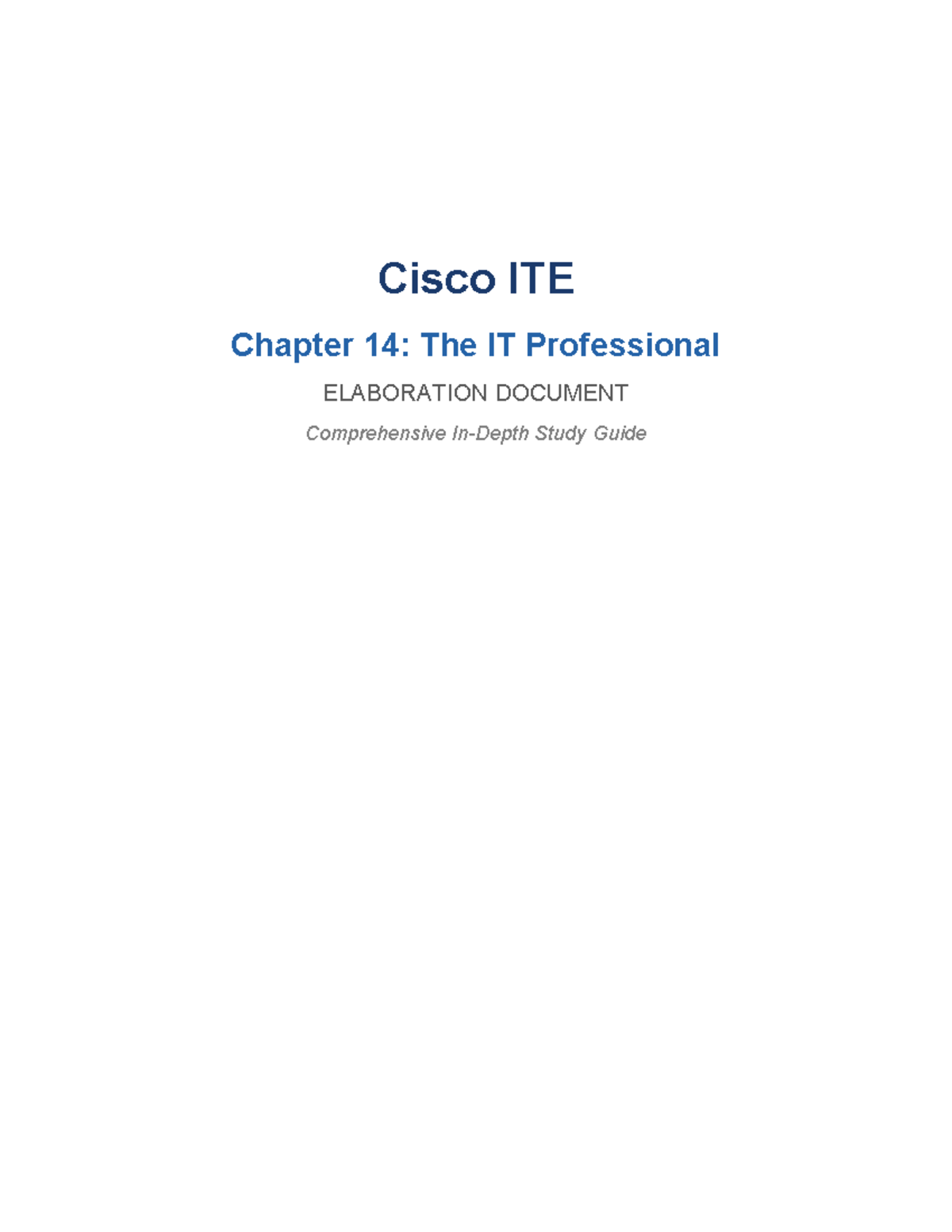 Cisco ITE Chapter 14: Comprehensive Study Guide on IT Professional ...