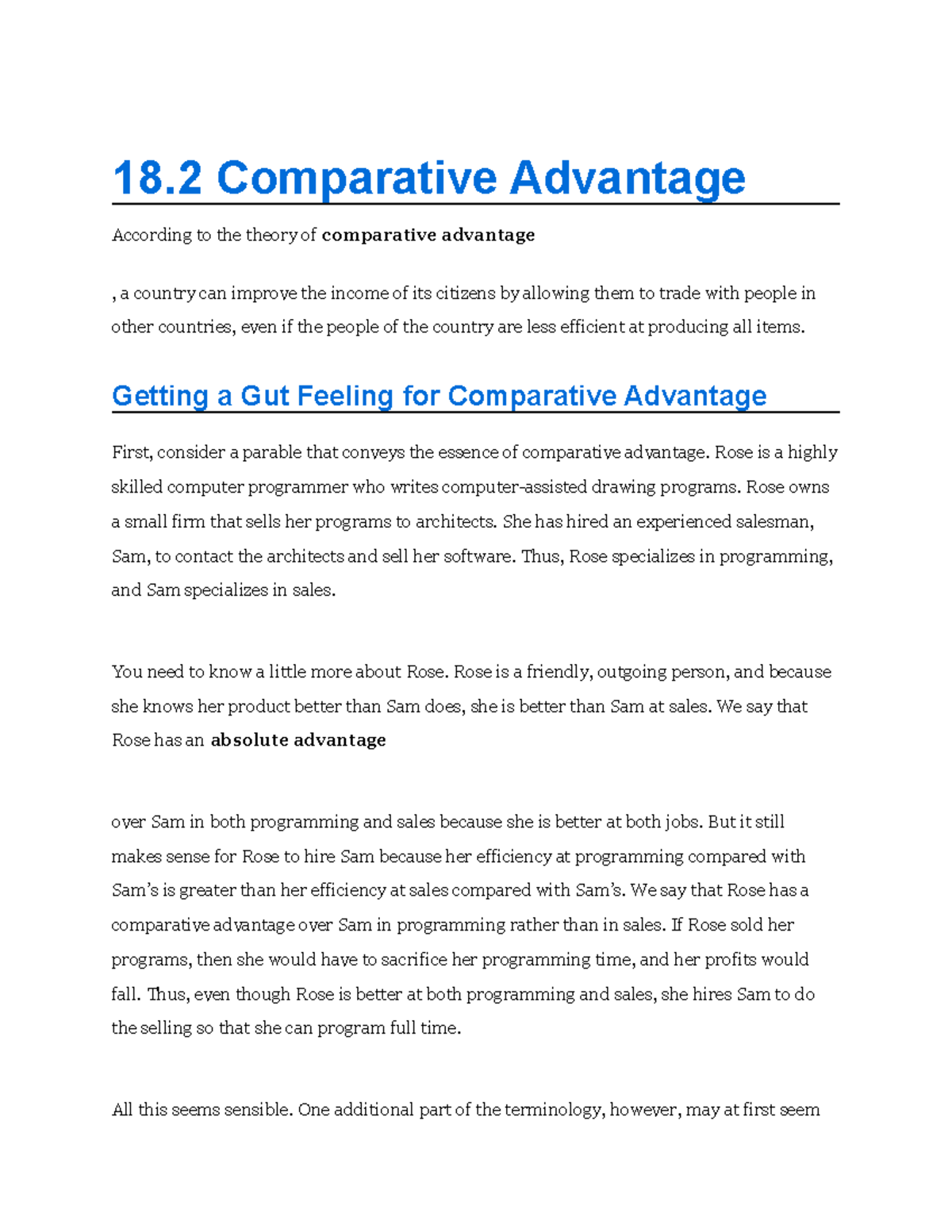 Chapter 18.2 - Comparative Advantage and Trade Concepts - Studocu