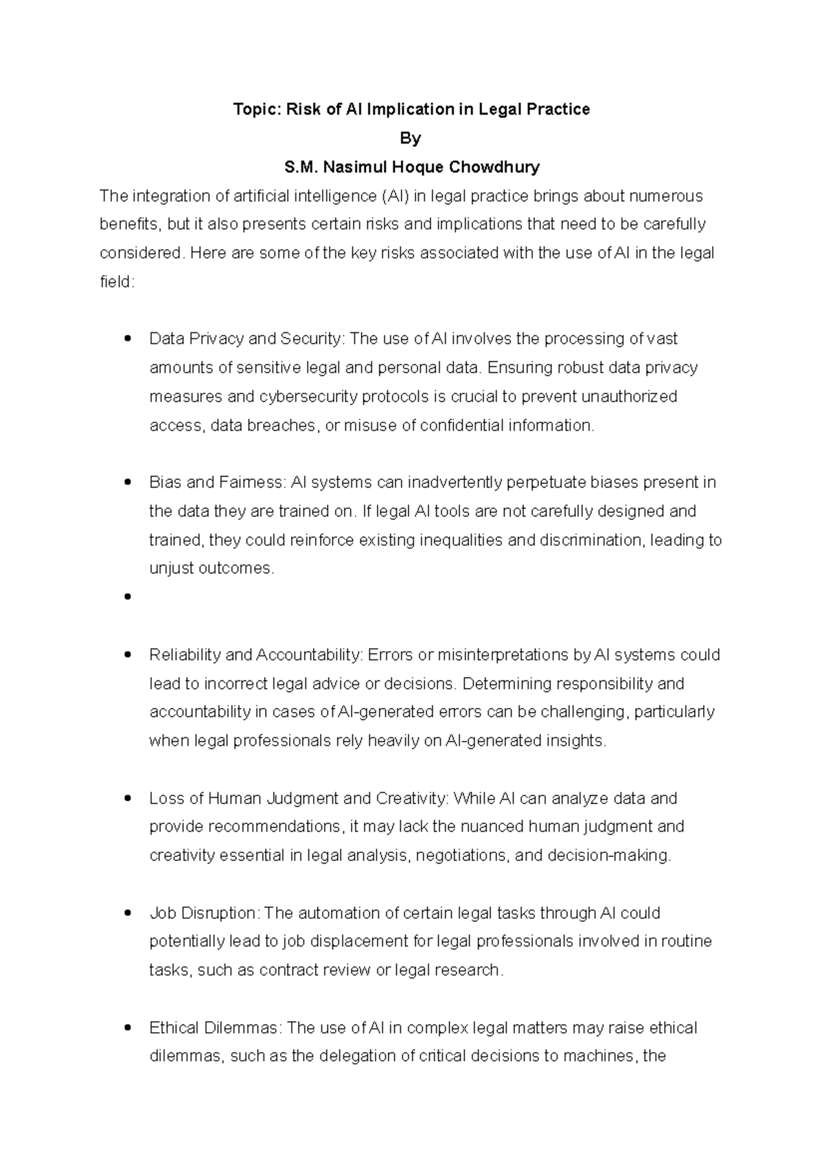 03 Risks of AI in Legal Practice: Challenges and Ethical Considerations ...