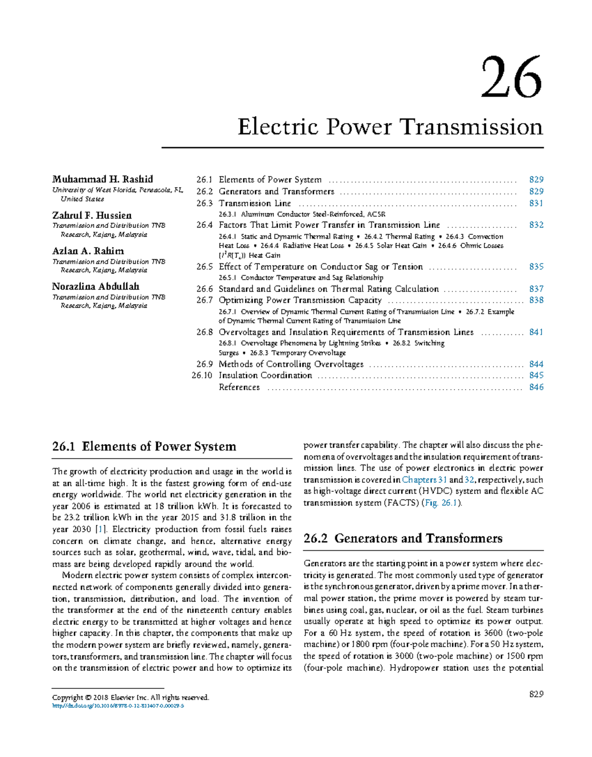 Rashid 2018 - notes for transmission line - 26 Electric Power ...