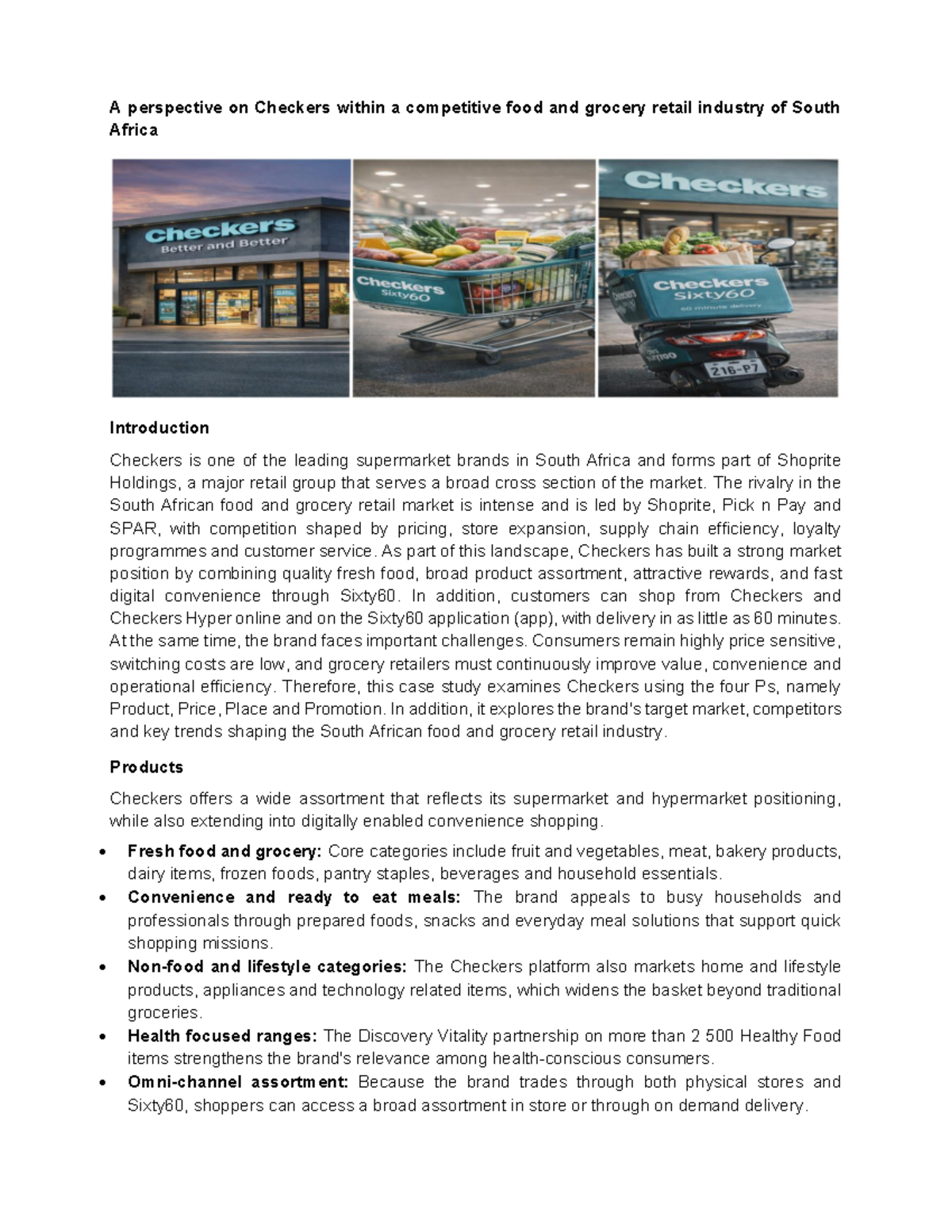 Checkers Case Study: Competitive Analysis in SA Grocery Retail - Studocu