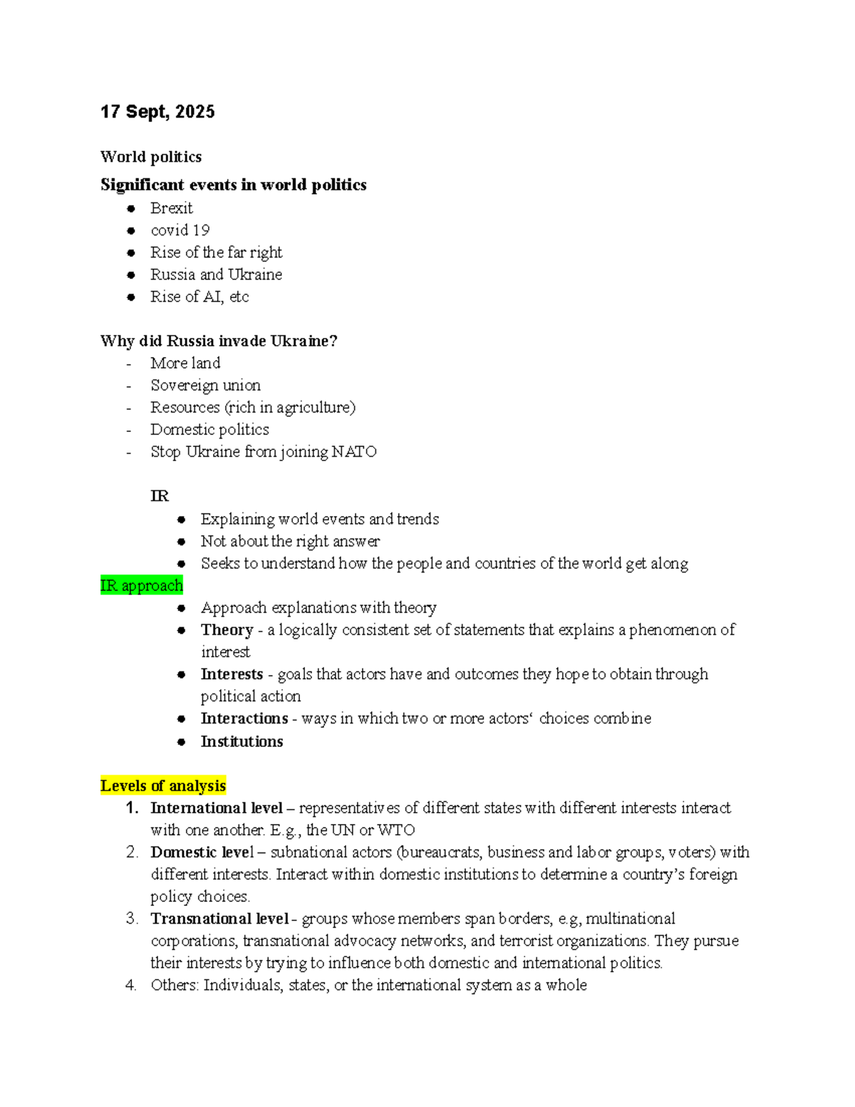 Foundations of International Relations: Key Theories & Events (IR 101 ...