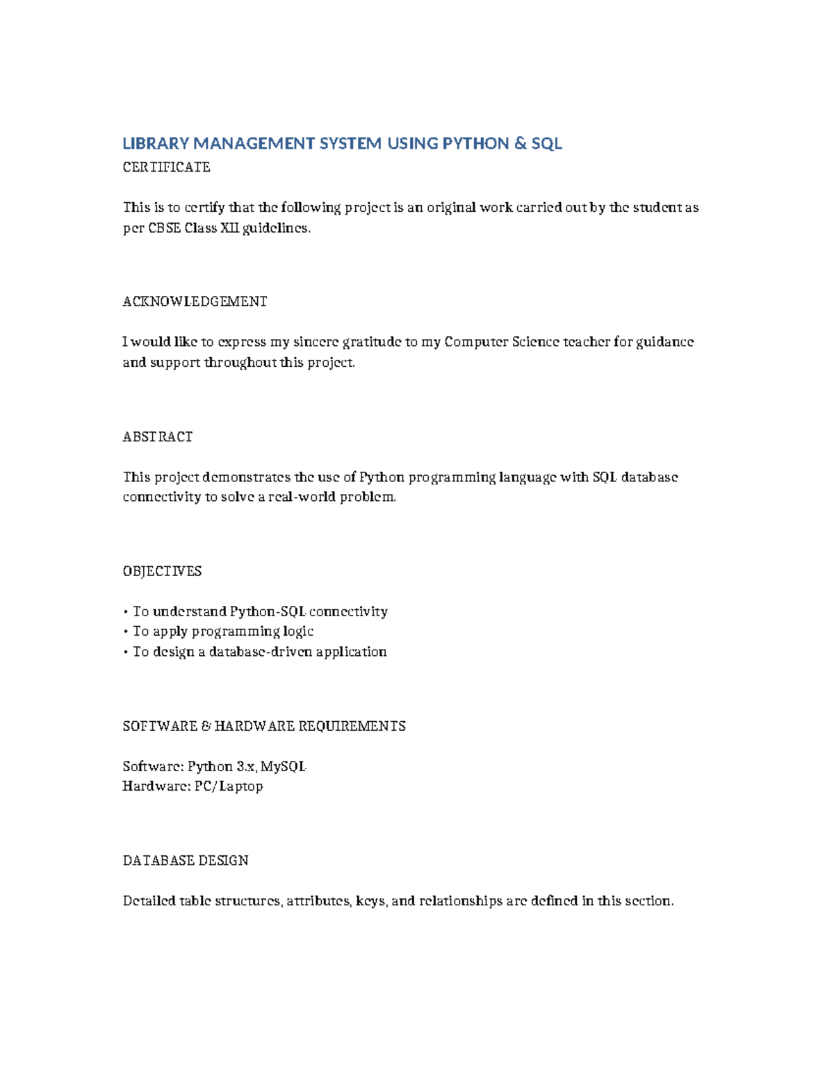 Library Management System Project - Class 12 - Studocu