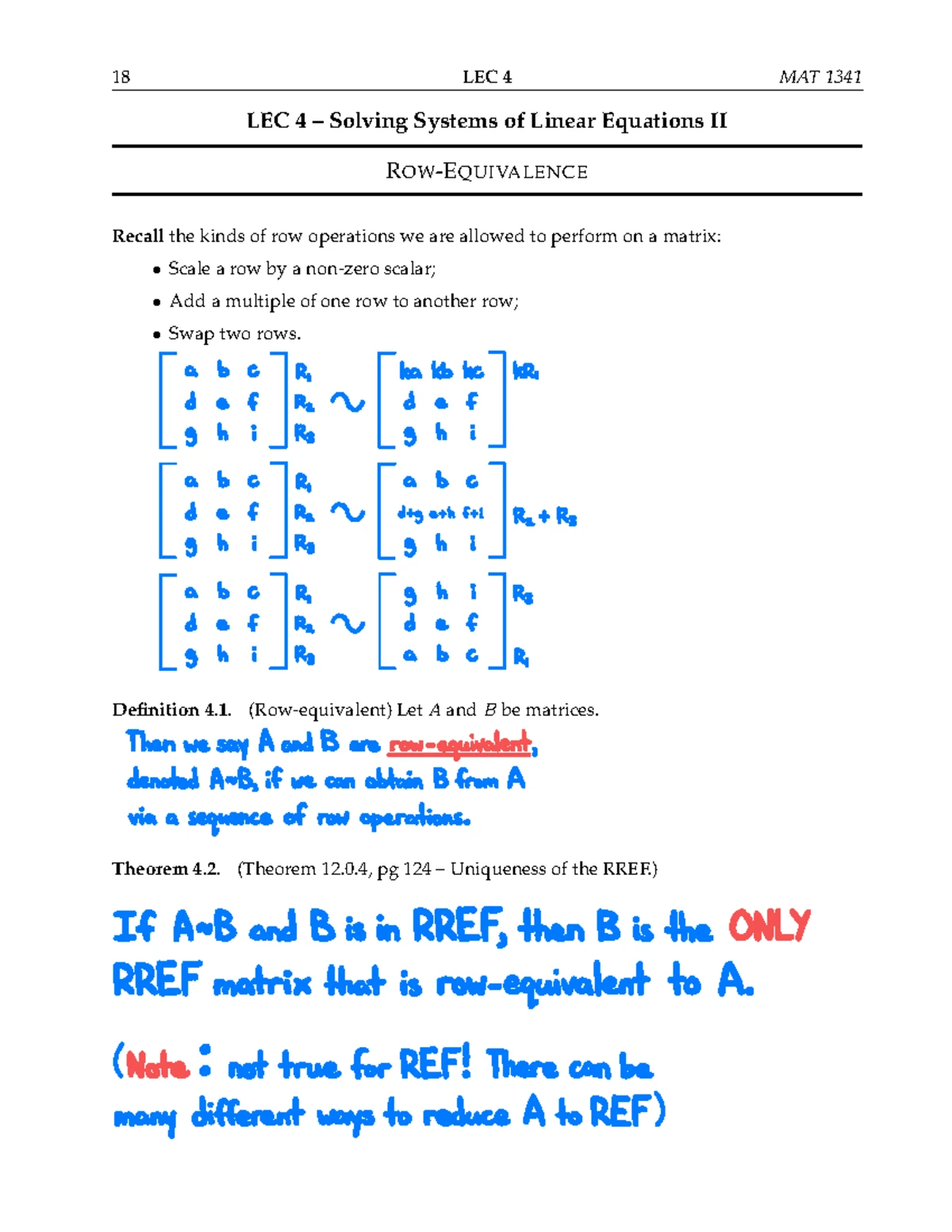 MAT 1341 LEC 5 Matrix Multiplication and Applications Notes - Studocu