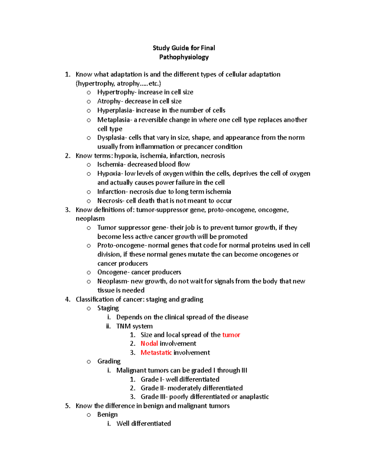 Patho 101 Final Exam Study Guide: Key Concepts & Review - Studocu