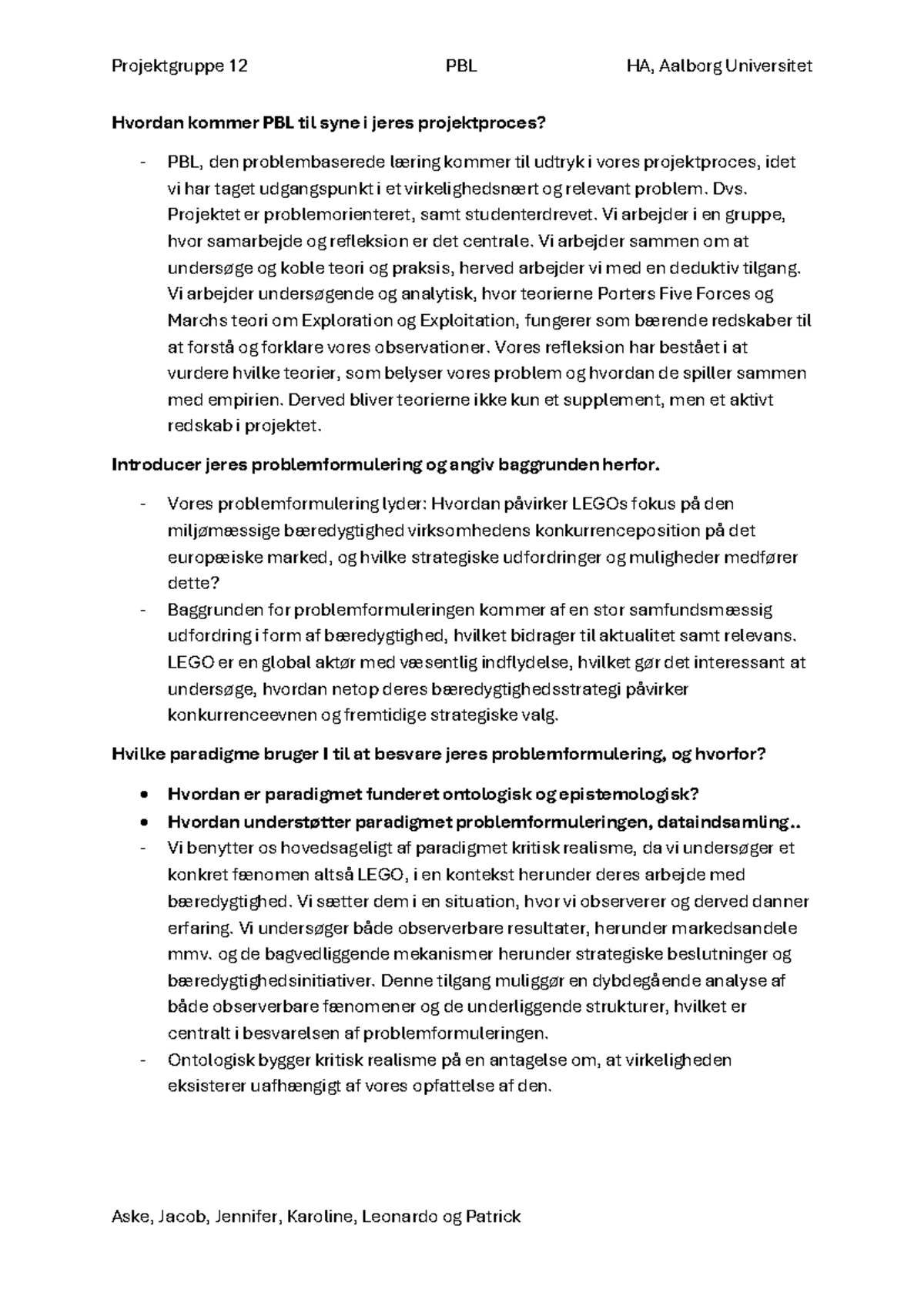 Gruppe 12 PBL HA, Aalborg Universitet: Analyse af LEGO's ...