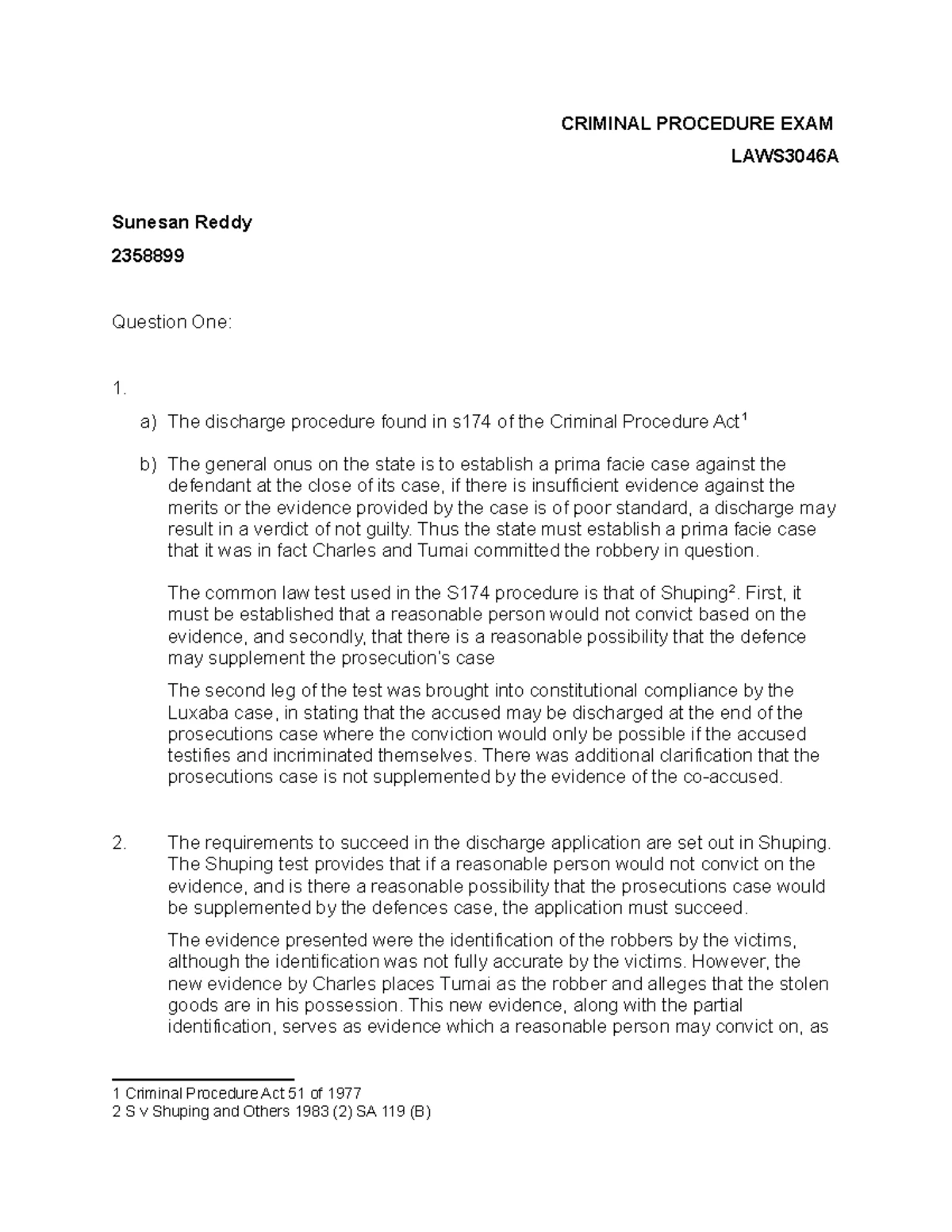 Criminal Procedure Cases: S v Porritt & DA v President Analysis - Studocu