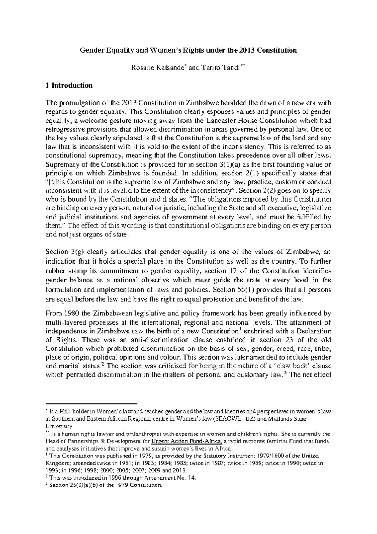 Gender Equality and Women’s Rights under the 2013 Constitution-1 - This ...