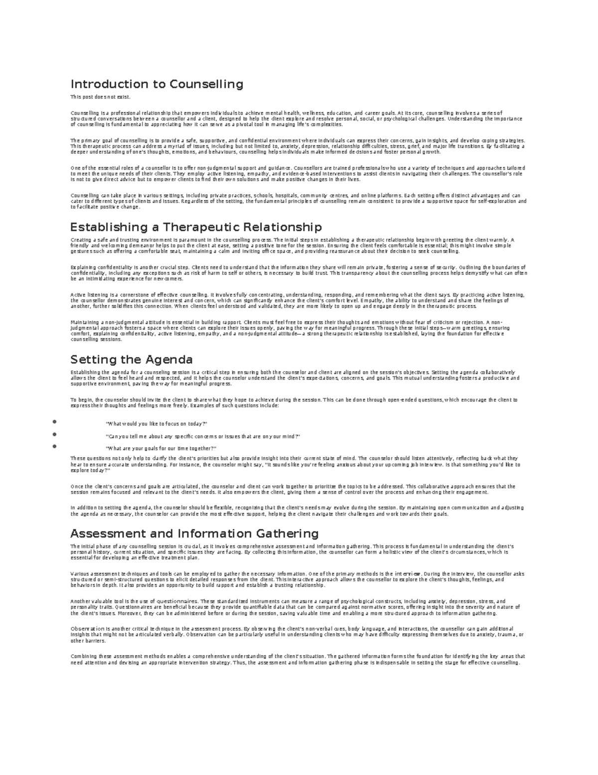 Counseling Process - good at lecture - Introduction to Counselling This ...