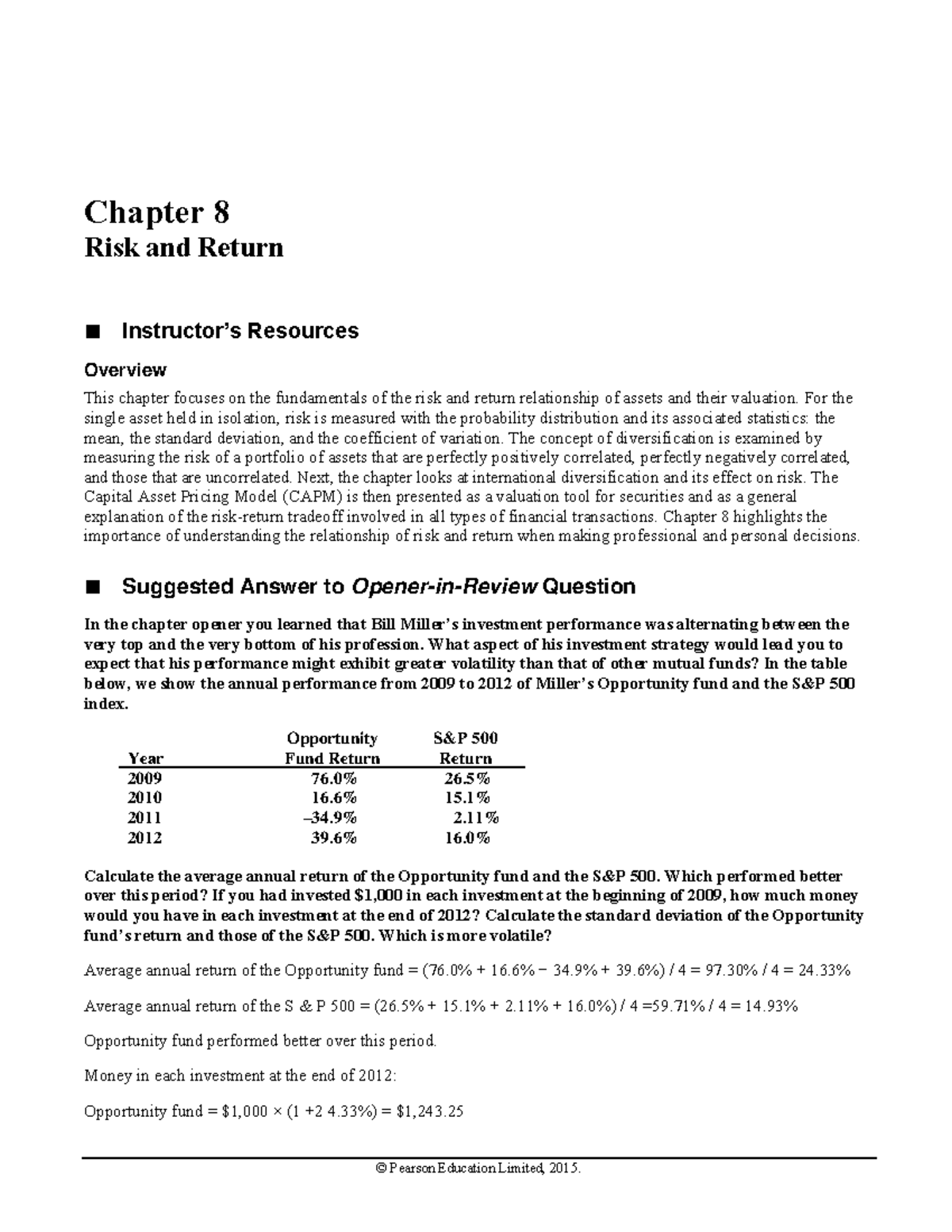 Chapter+8 - Solutions - © Pearson Education Limited, 2015. Chapter 8 ...