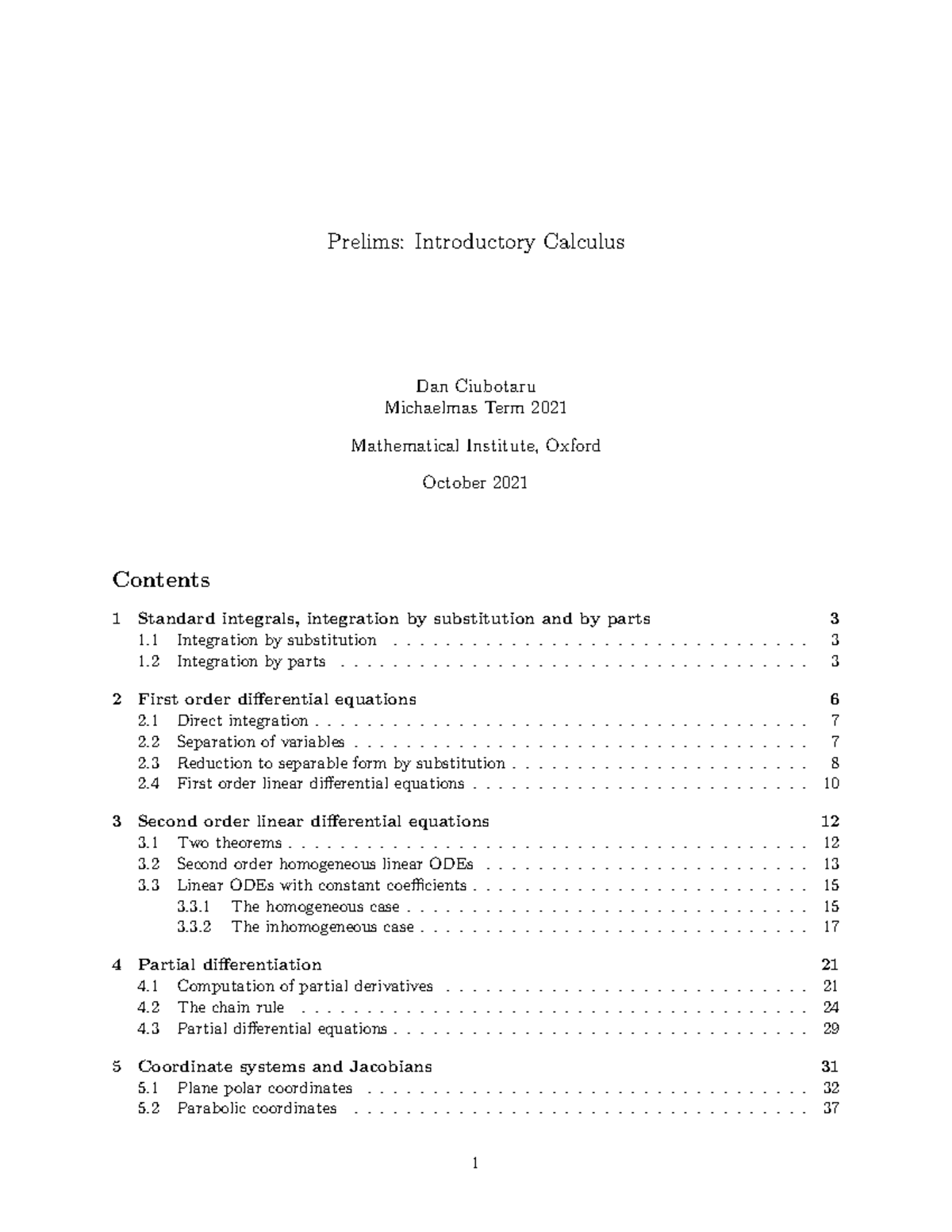 Calculus 101 Lecture Notes: Integration, Differential Equations & More ...