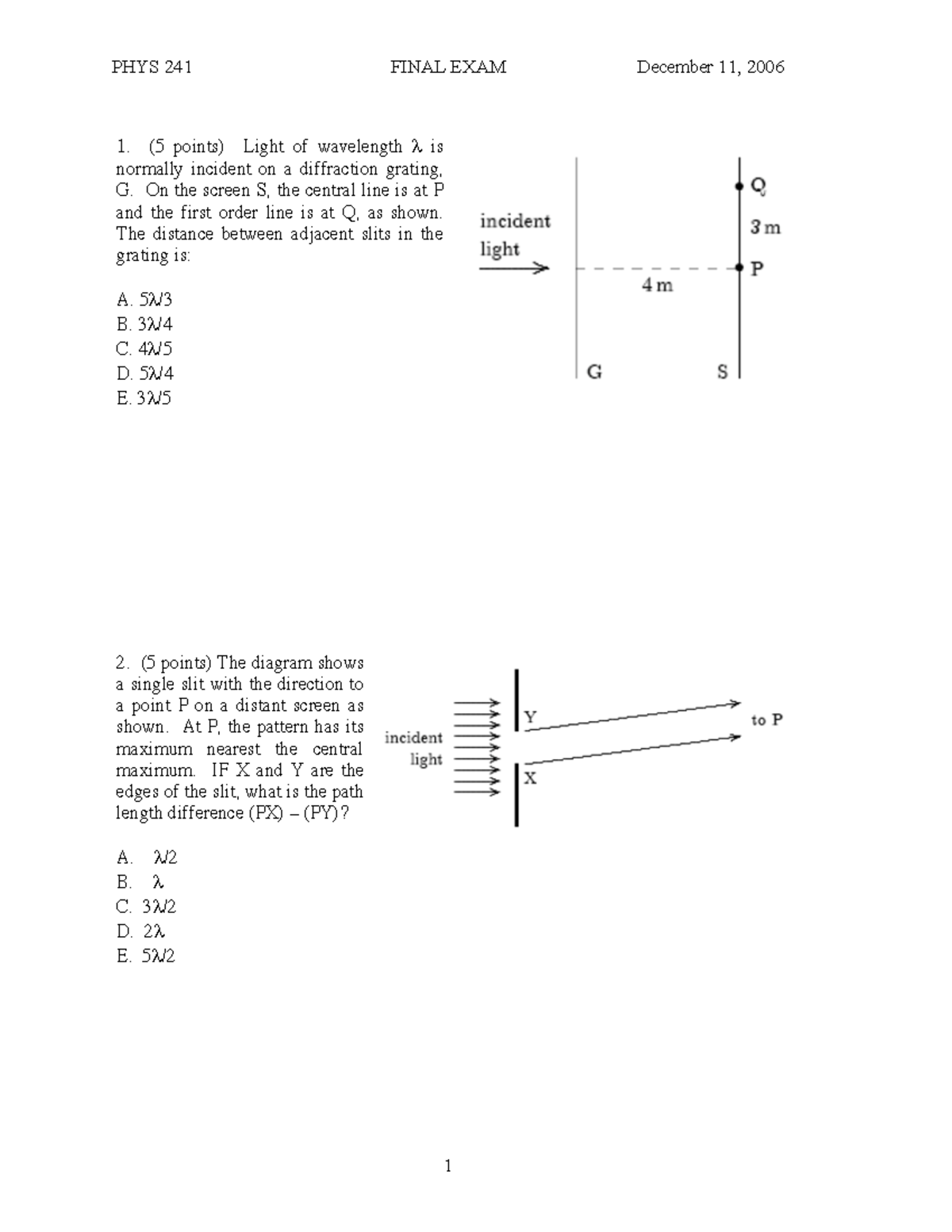 PHYS 241 FA '06 Final Exam Review and Solutions - Studocu