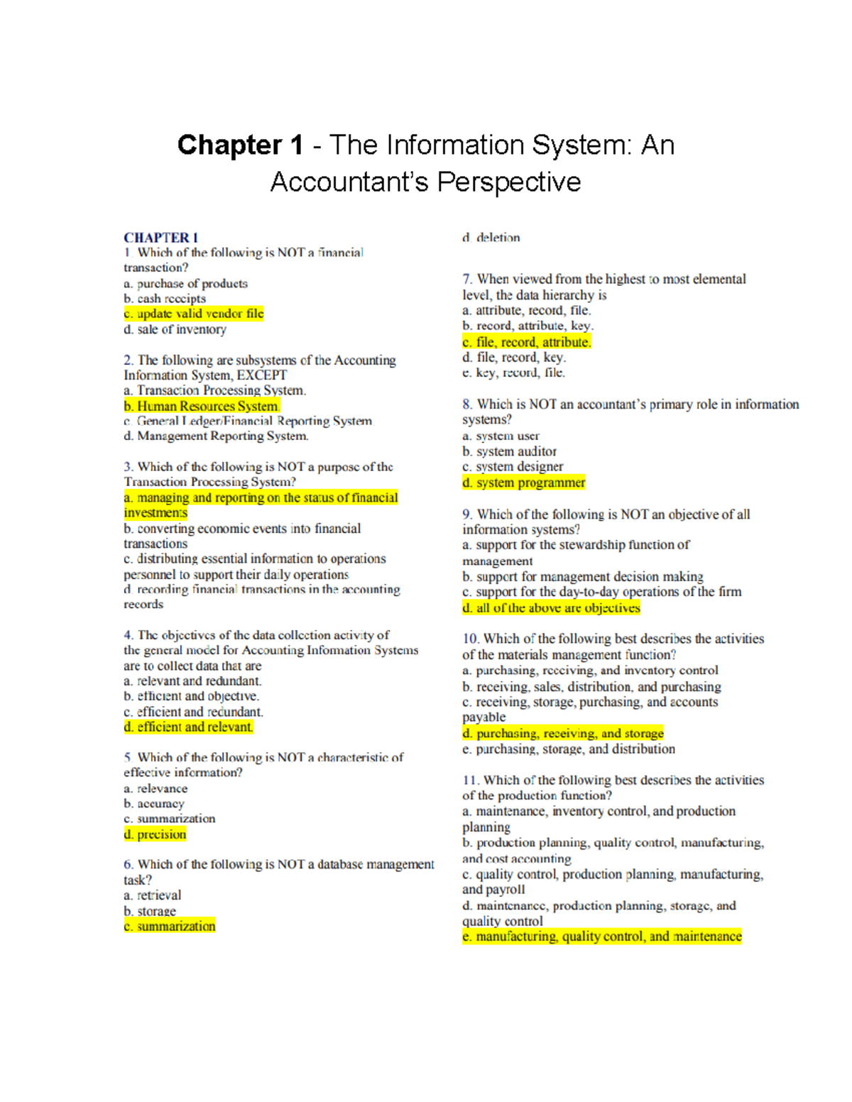 ACC-100-MCQ - notes - BS in Accountancy - Chapter 1 - The Information ...
