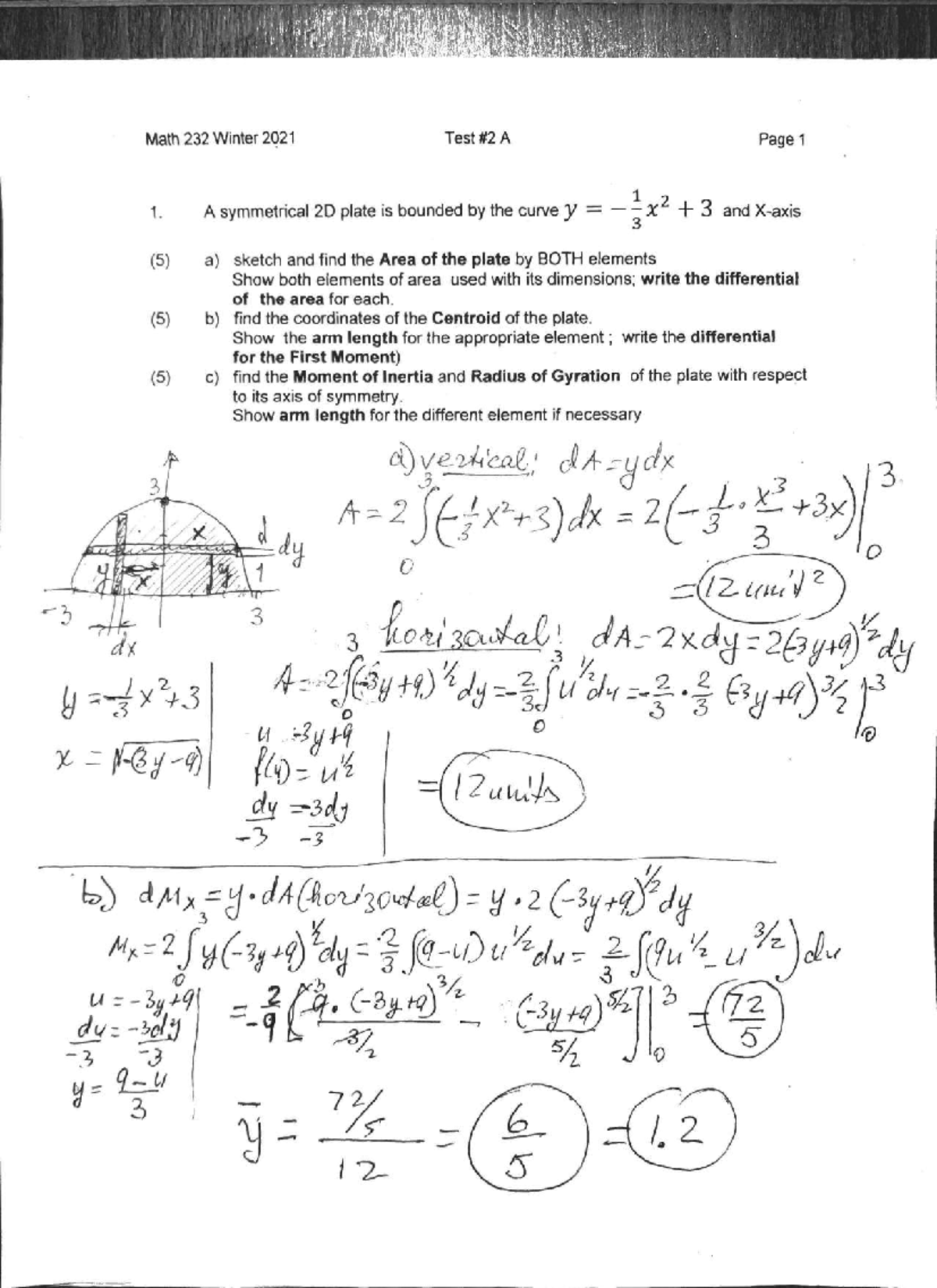 Math232 Test2A Winter 23 solutions - Math 232 Winter 2021 Test A Page 1 ...