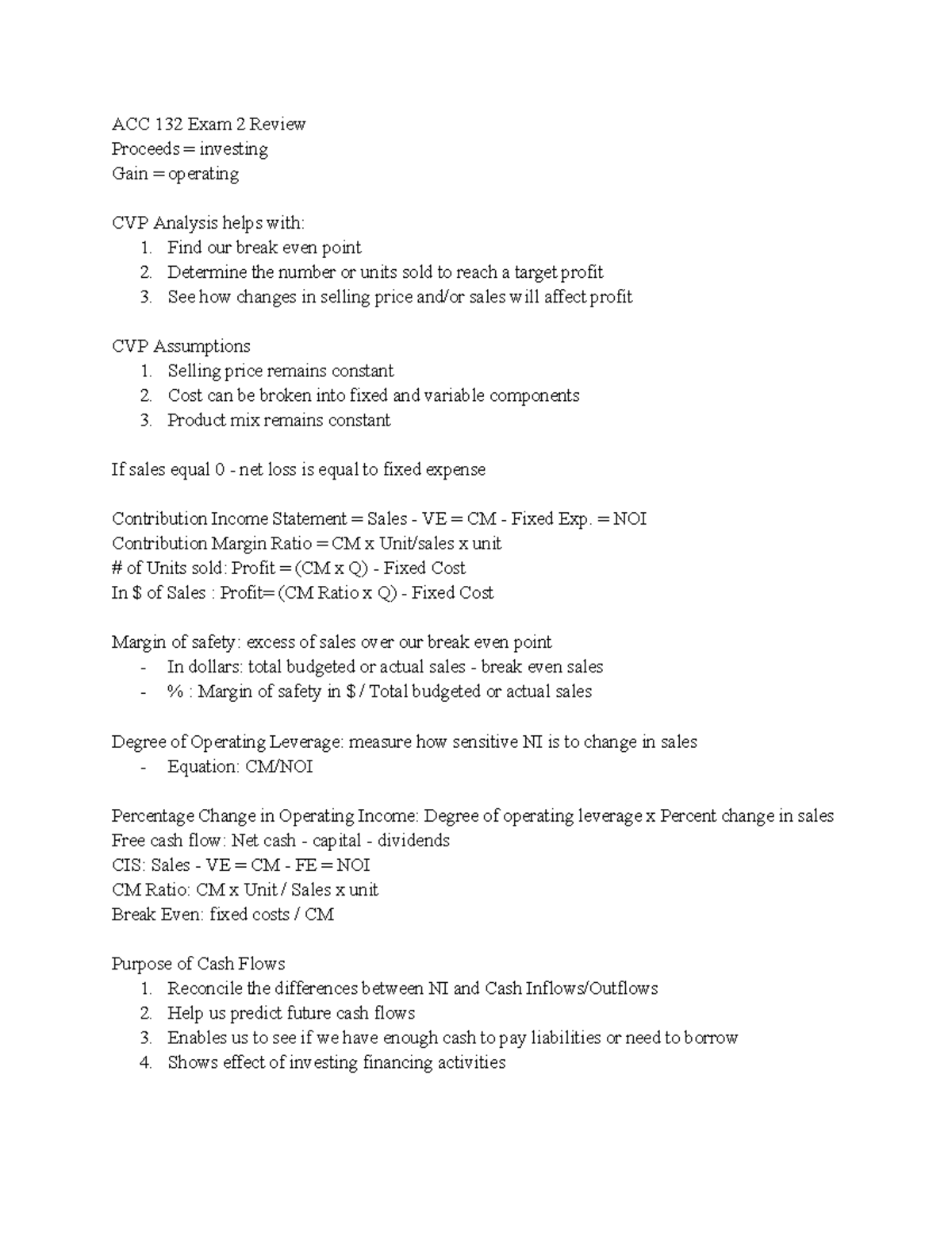 ACC 132 Exam 2 Review Guide - Key Concepts and Formulas - Studocu