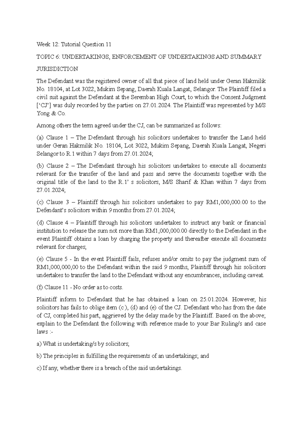 TQ11 Week 12 Topic 6 - Week 12: Tutorial Question 11 TOPIC 6 ...