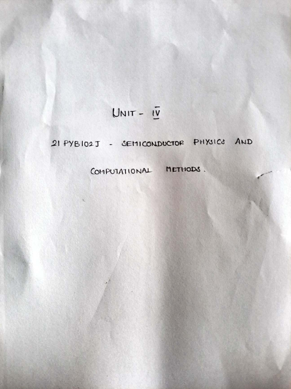 Physics unit 4 notes - summarize the important topics - UNIT IV 21 ...