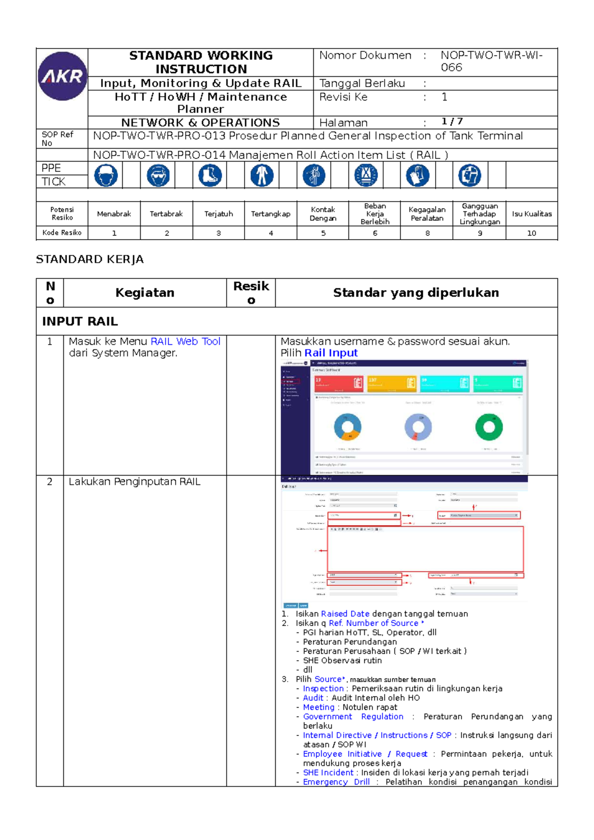 NOP-TWO-TWR-WI 066.1: Input & Update RAIL Standard Work Instruction ...