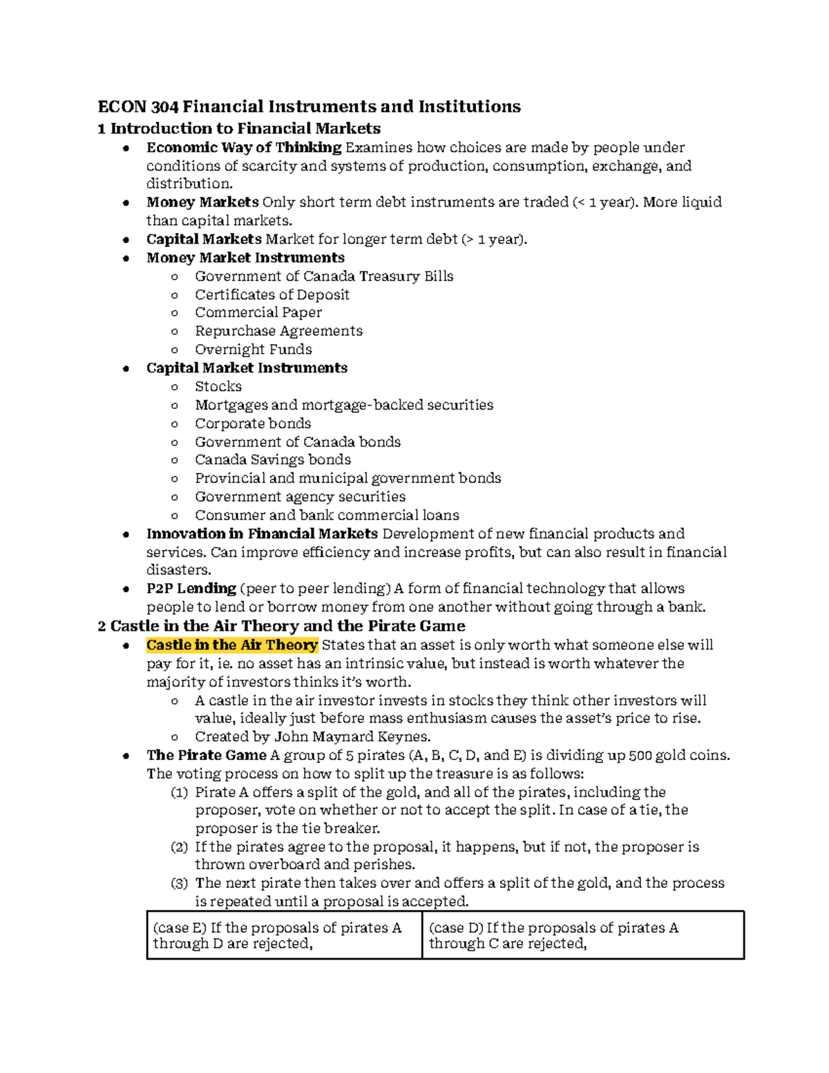 Econ Financial Instruments And Institutions Money Markets Only