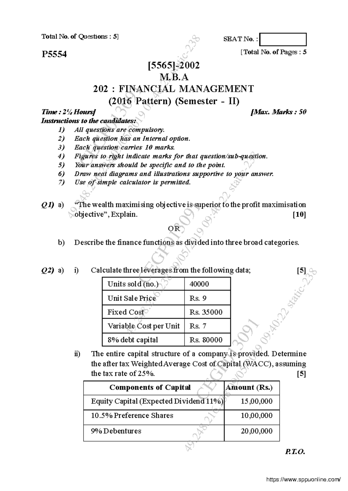 M.B.A. 202 Financial Management Midterm Exam Questions (Jun 2019) - Studocu