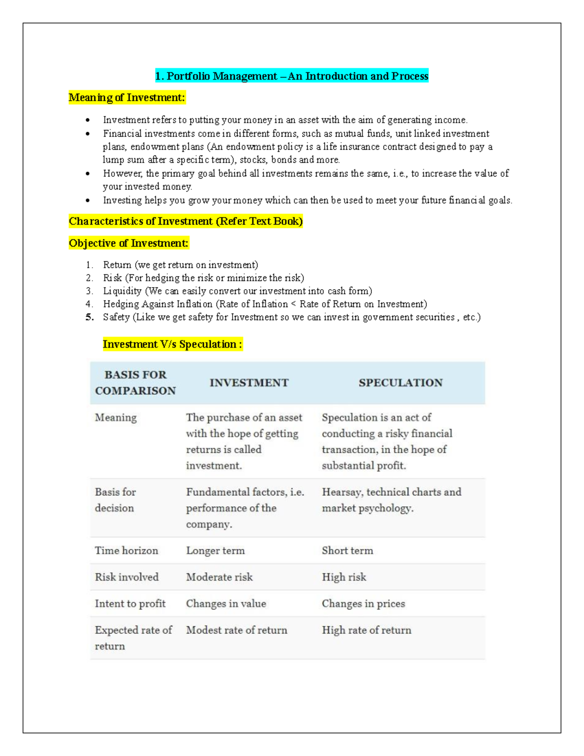 Tybaf SEM VI SAPM 123341 - 1. Portfolio Management – An Introduction ...