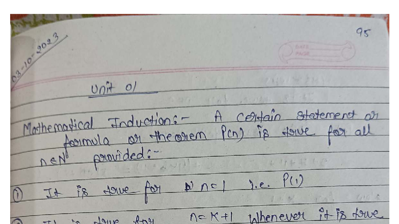 Maths Unit 1 - Principle of Mathematical Induction Class Notes - Studocu