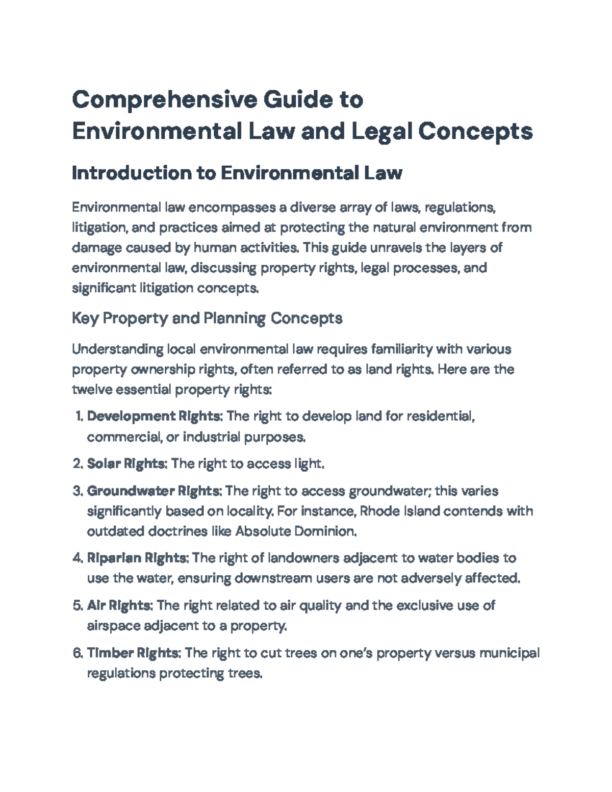 Comprehensive Study Guide on Environmental Law Concepts and Issues ...