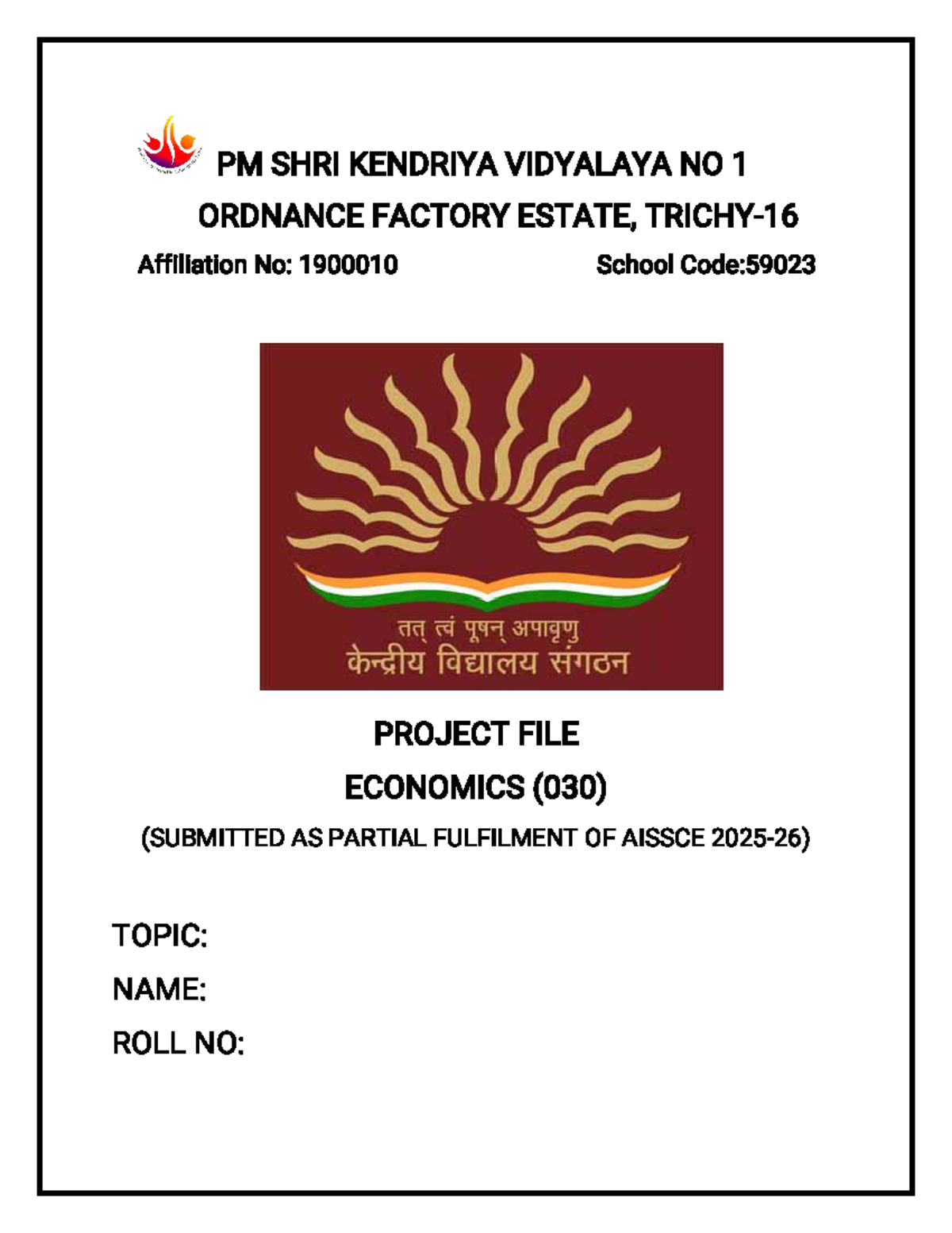 Economics Project File for AISSCE (030) - Class XII Commerce - Studocu