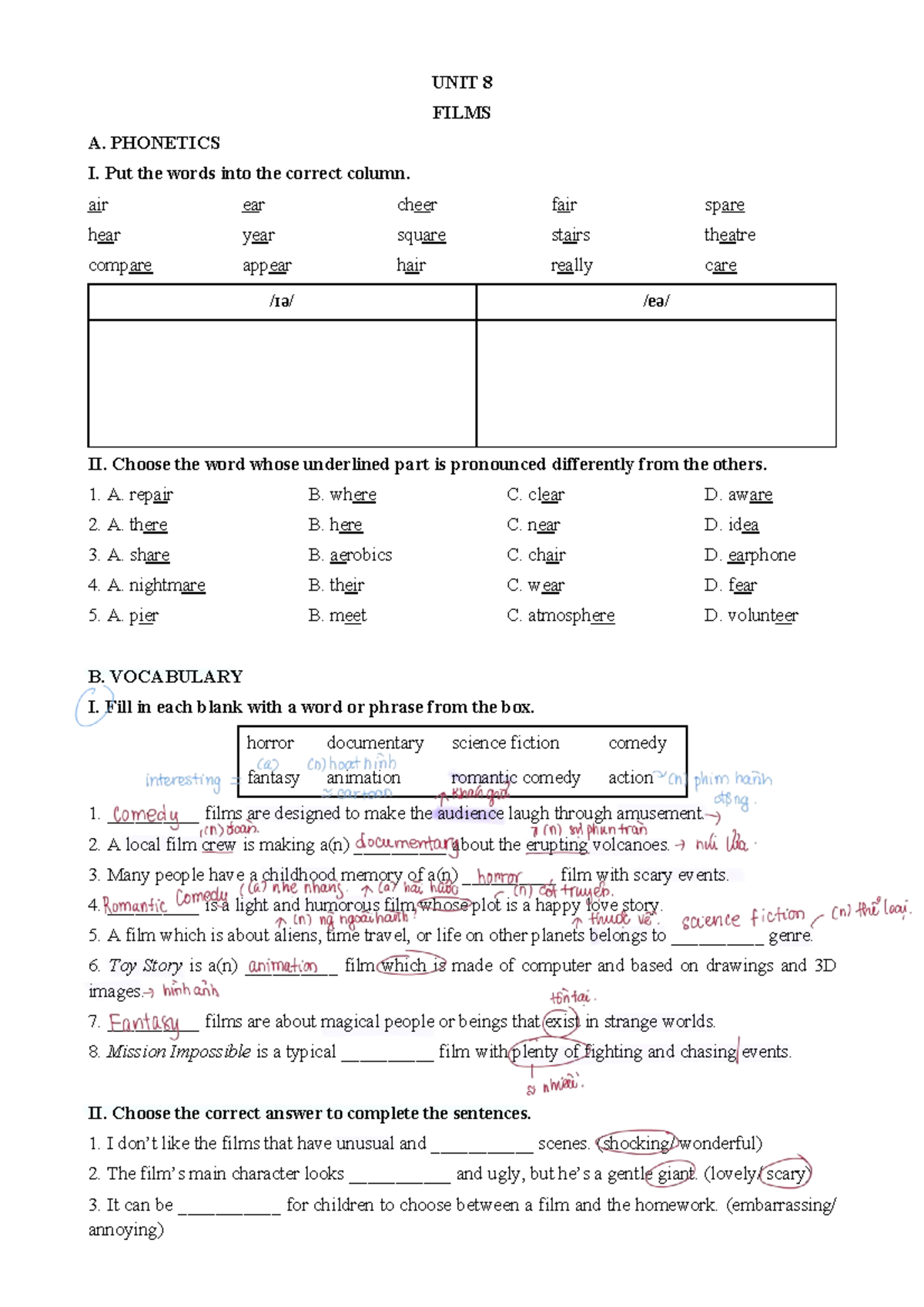 UNIT 8 - Practice Exercises for English 7 - Studocu