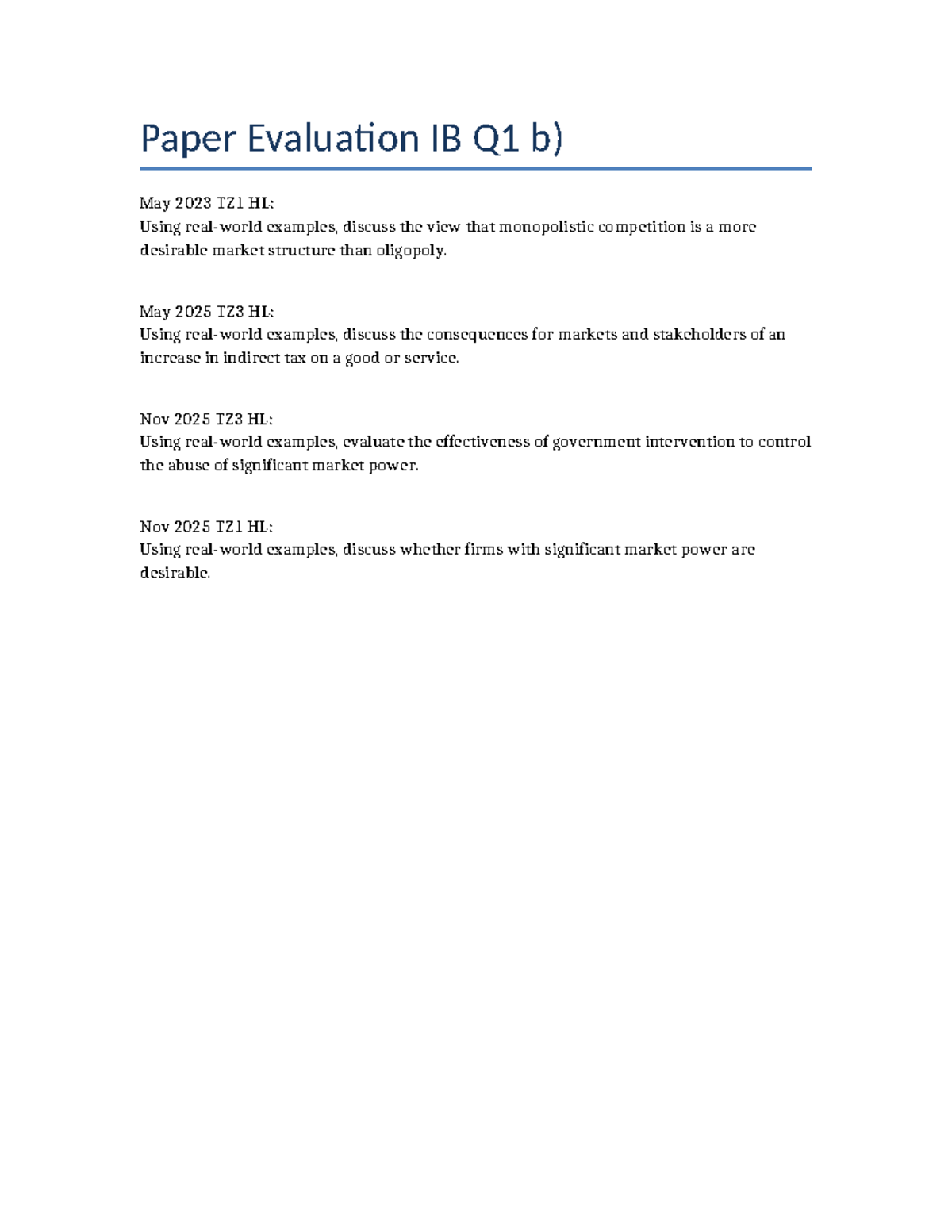 Paper Evaluation IB Q1b - Paper Evaluation IB Q1 b) May 2023 TZ1 HL ...