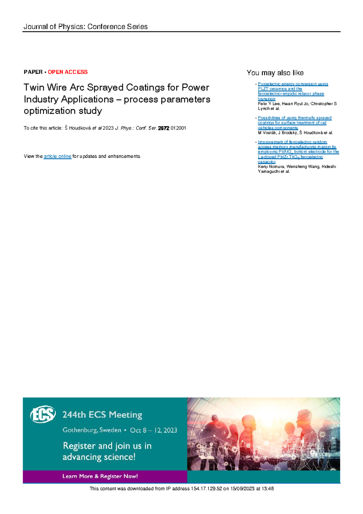 Twin Wire Arc Sprayed Coatings for Power Industry Applications ...
