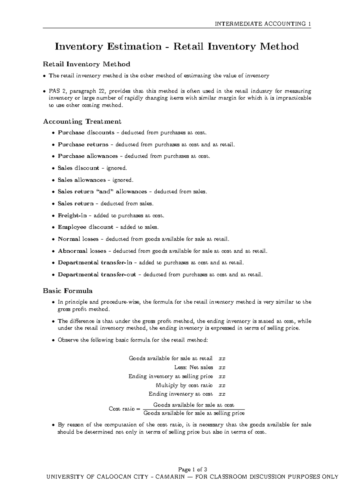 Intermediate Accounting 1: Chapter 0 - Retail Inventory Method Overview ...