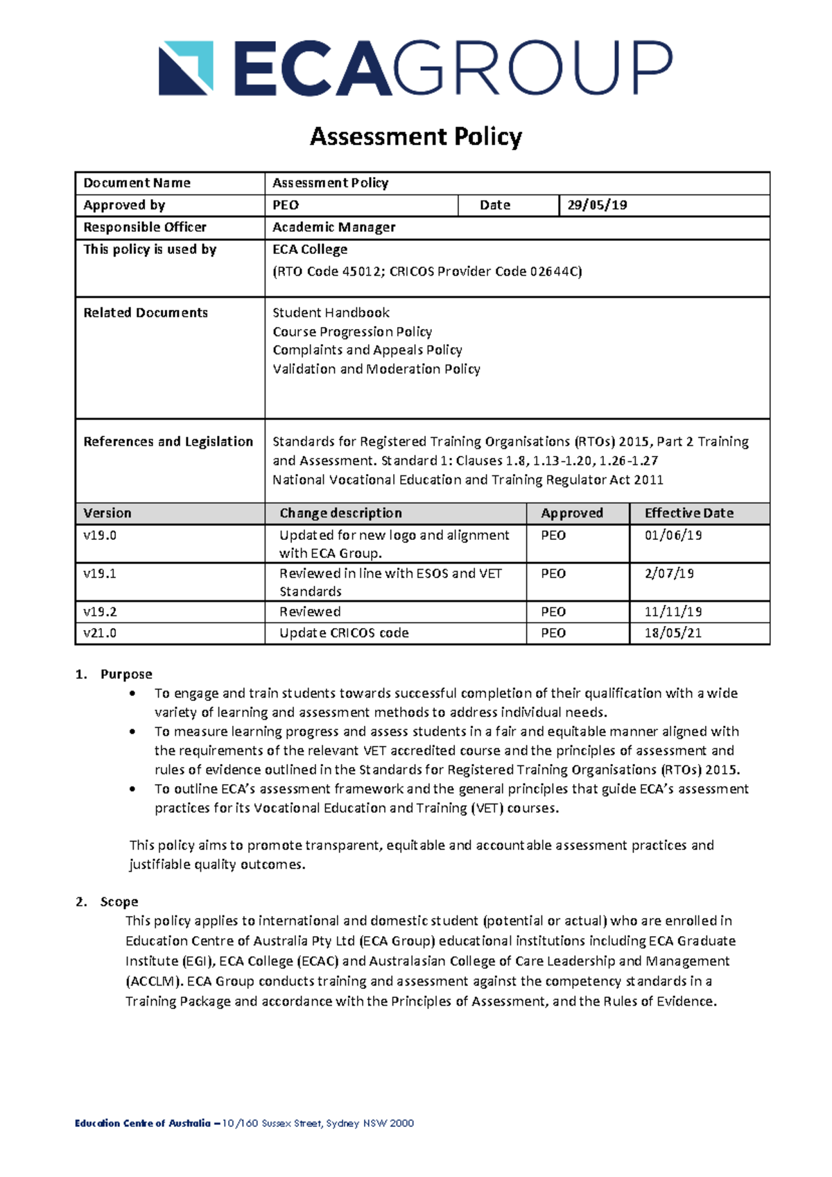 ECA-Group-Assessment-Policy-v21.0 - Assessment Policy References and ...