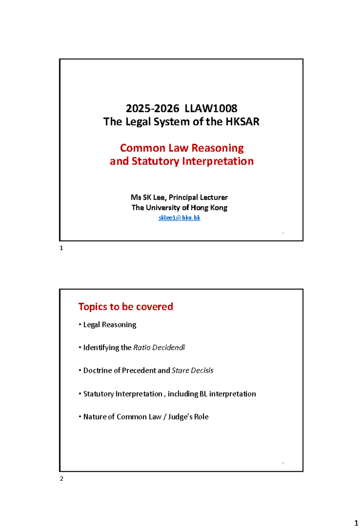 LLAW1008 Common Law Reasoning & Statutory Interpretation Notes - Studocu