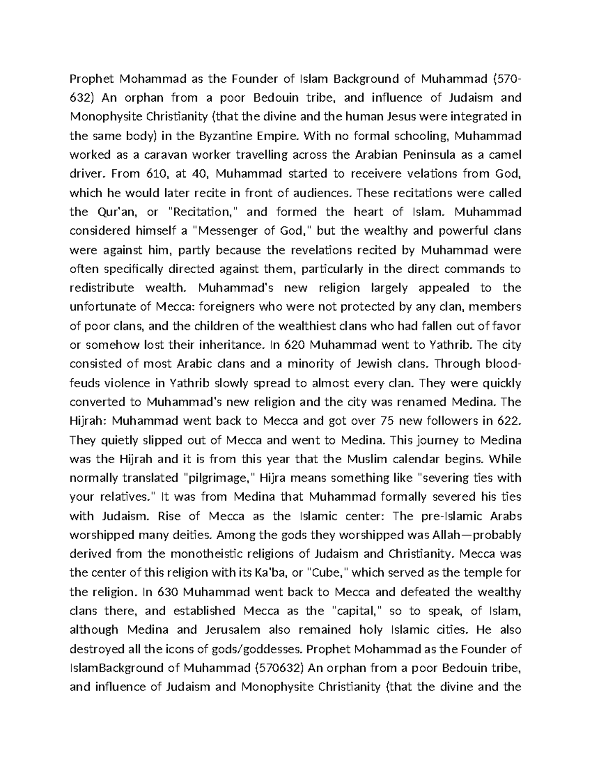 Islam 101: The Life and Teachings of Prophet Muhammad - Studocu