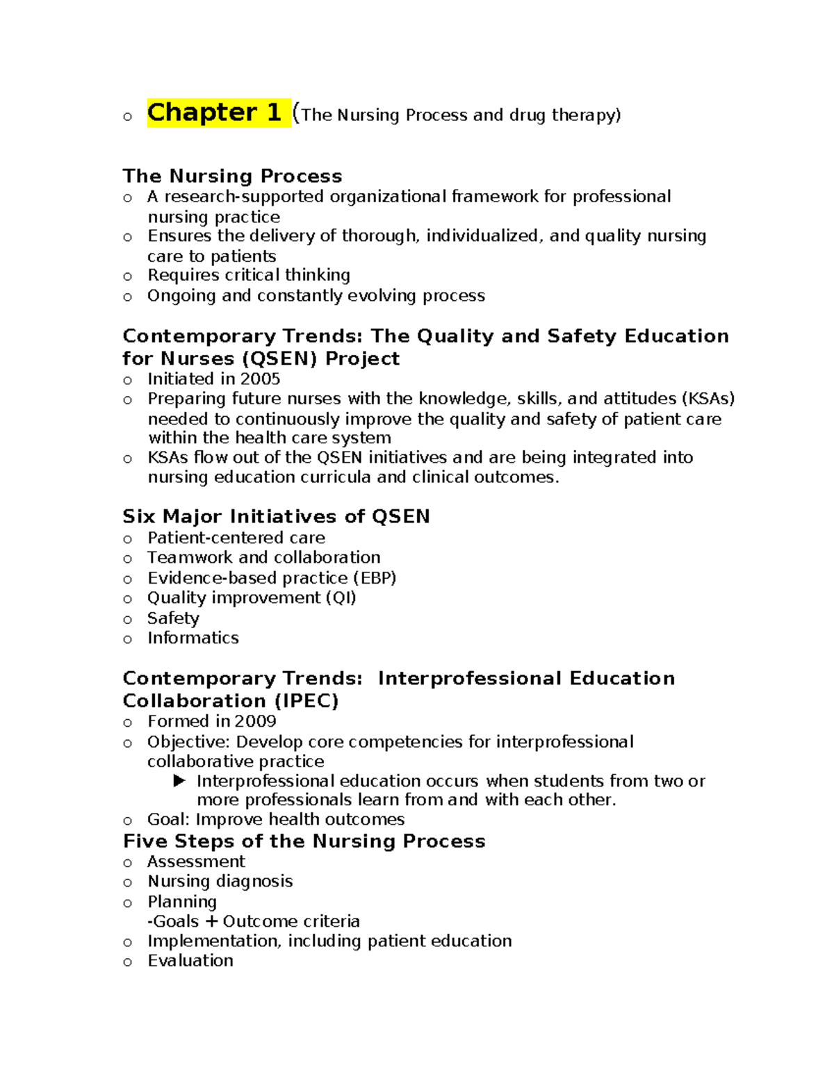 Chapter 1 & 2 (PHARM) - Nursing Process & Pharmacologic Principles ...