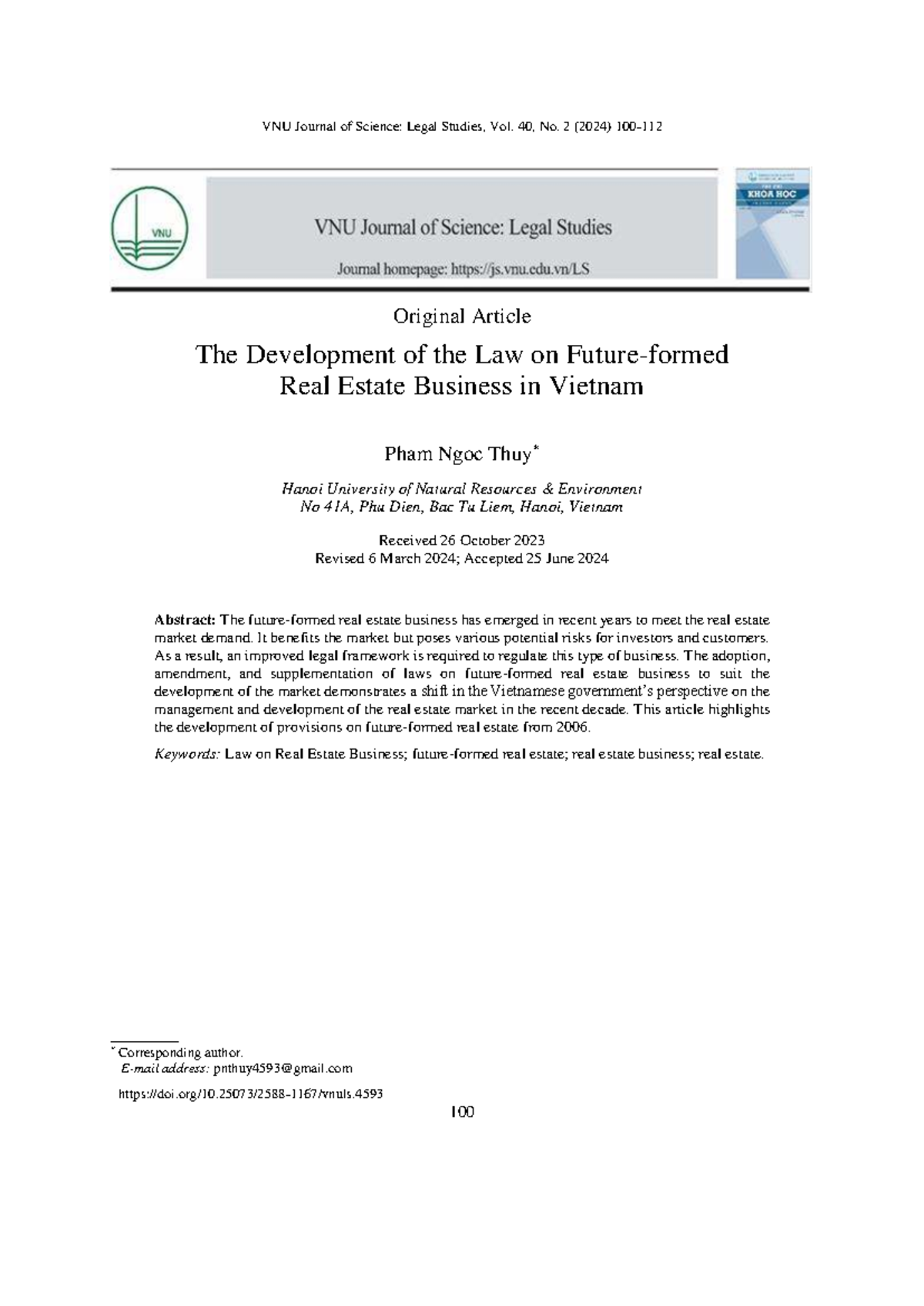 VNU Journal of Science: Legal Studies, Vol. 40, No. 2 (2024) - Phát ...